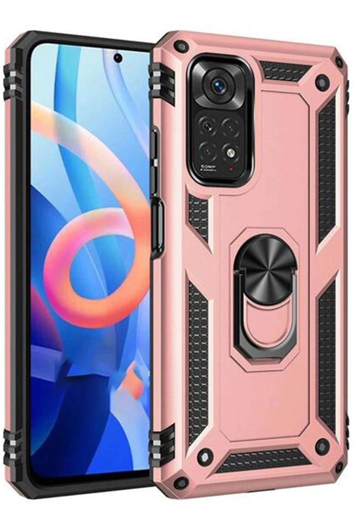 NewFace Xiaomi Redmi Note 12S Kılıf Sofya Yüzüklü Silikon Kapak - Rose WLZOR