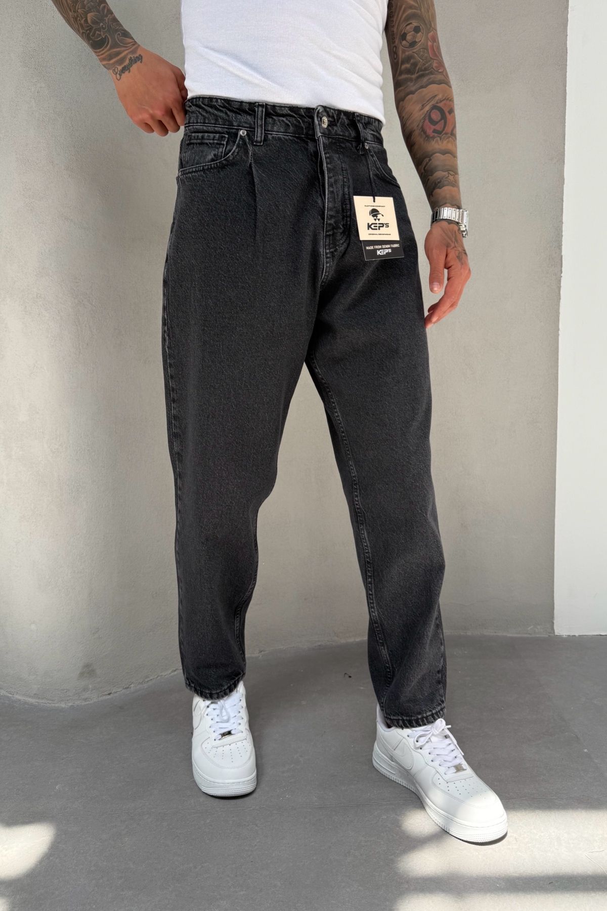 MADZEYMODA Ballon Fit Erkek Boyfriend Kalıp Füme Jean Kot Pantolon KE-805