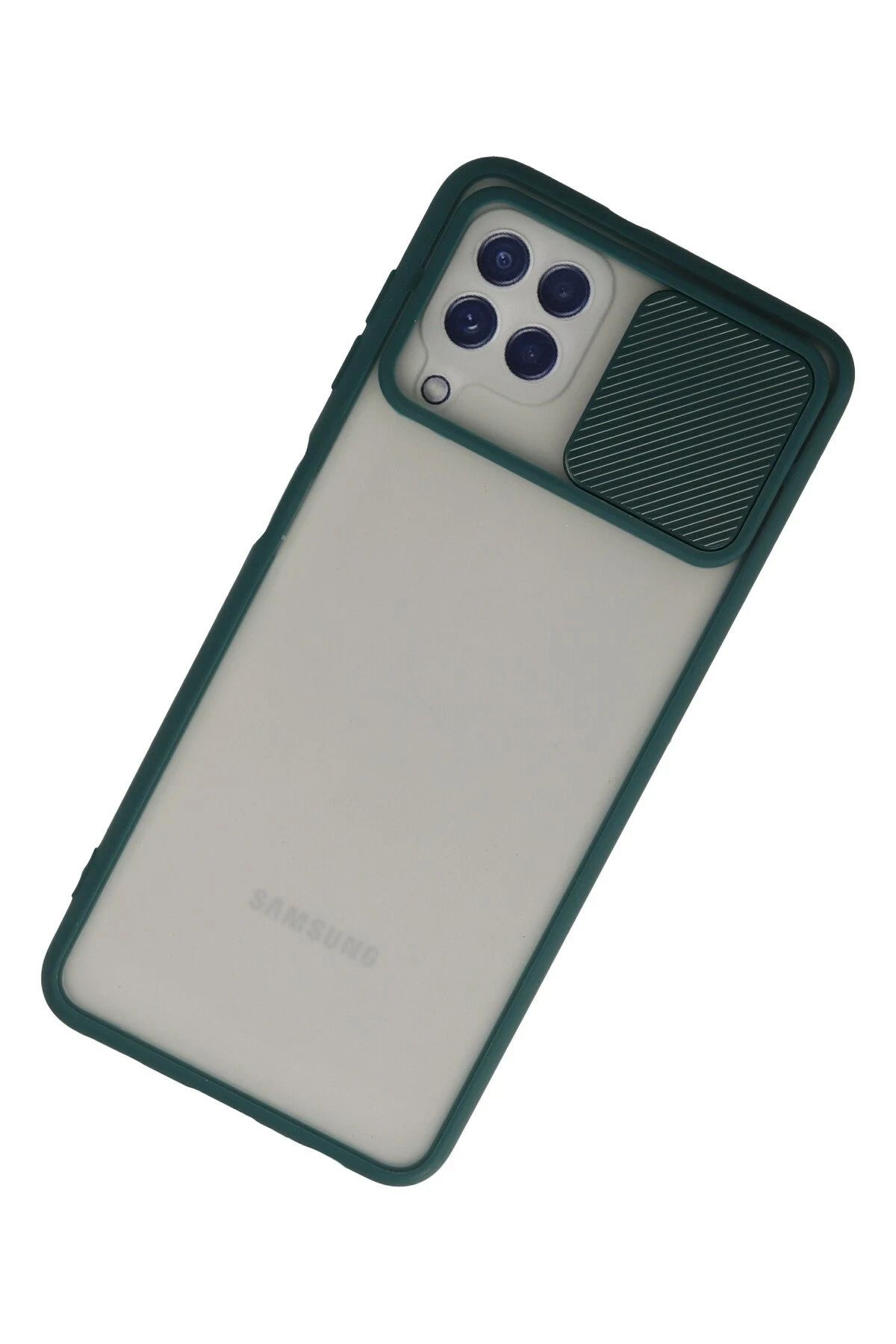 NewFace Samsung Galaxy A22 Kılıf Palm Buzlu Kamera Sürgülü Silikon - Yeşil WLZOR