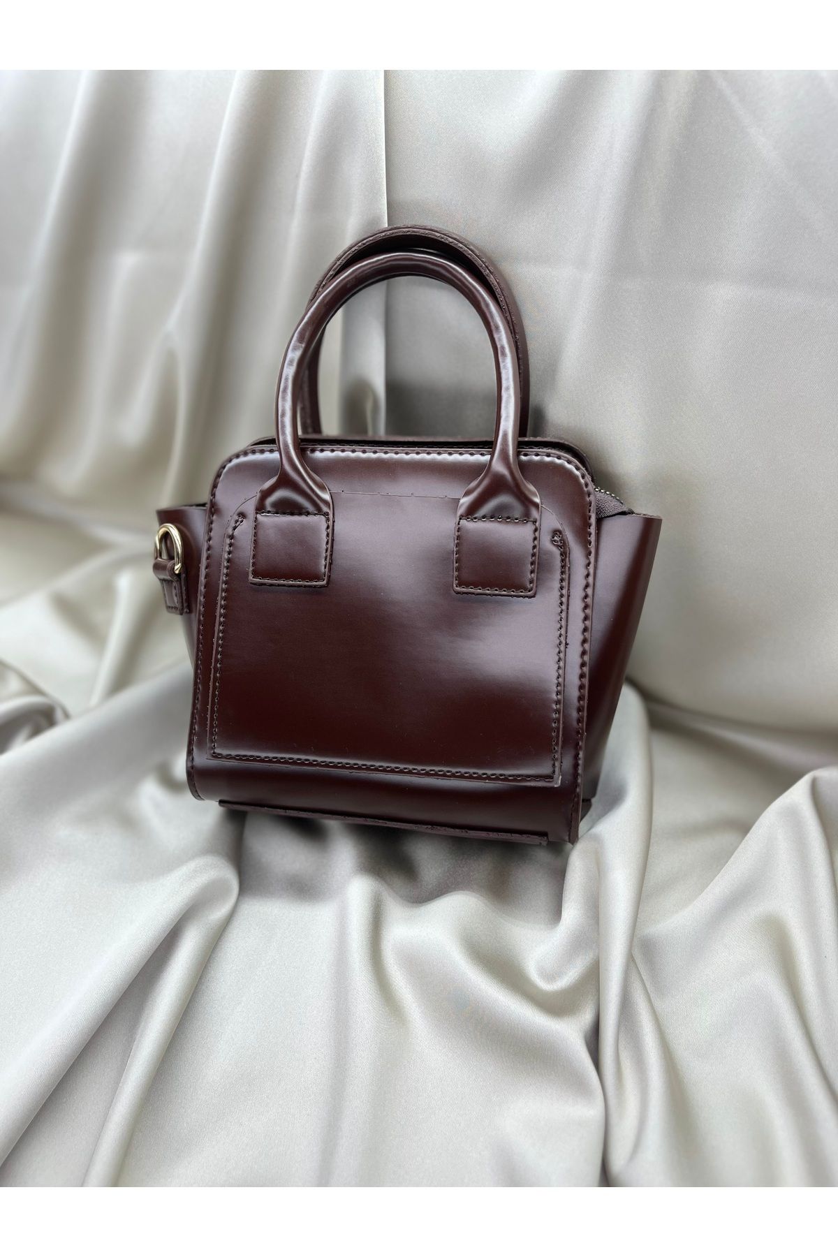 lunaria bags Kadın Kahverengi Mini El ve Omuz Çantası - Parlak Deri