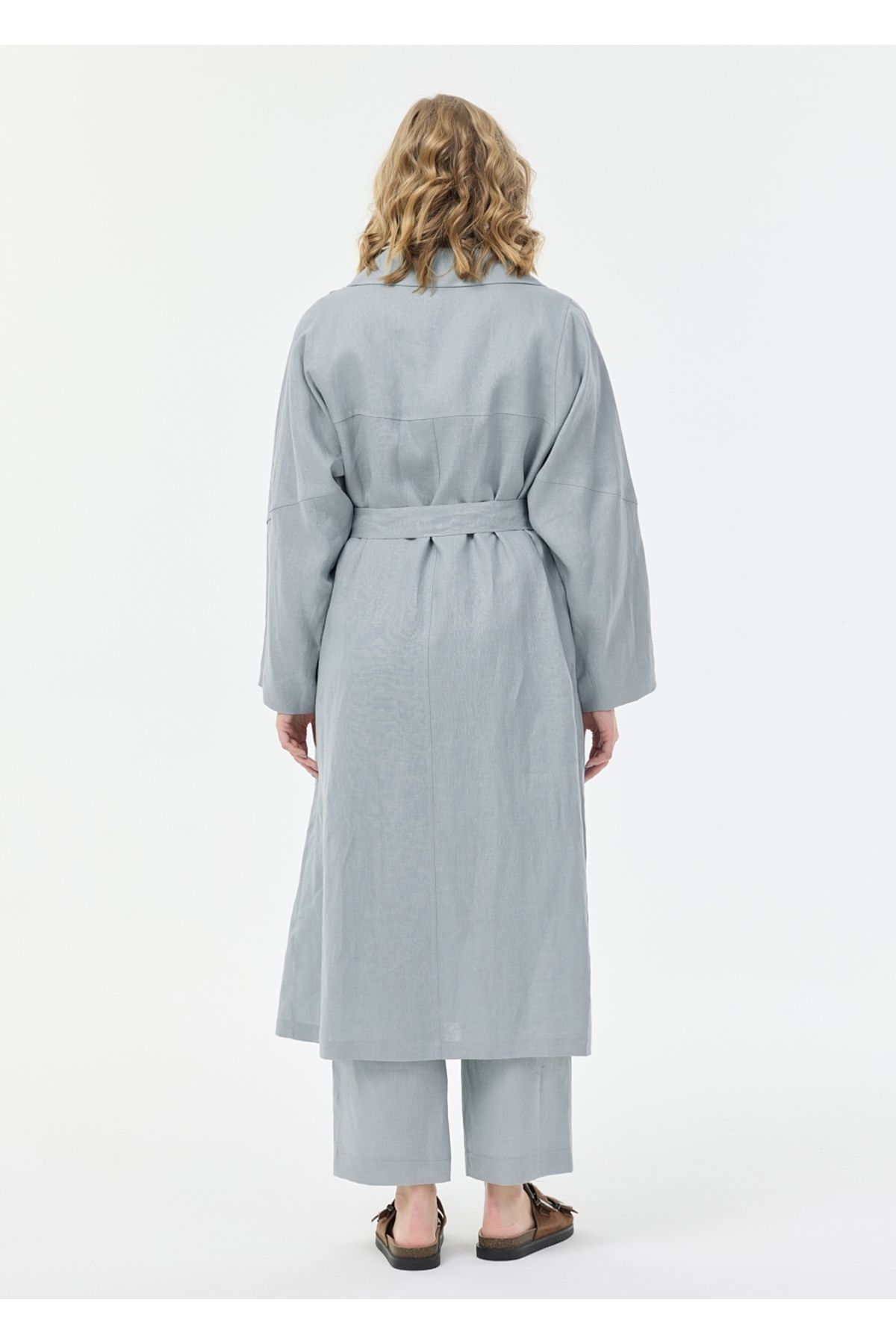 Armağan-Raglan Sleeve Wide Collar Linen Cap 3