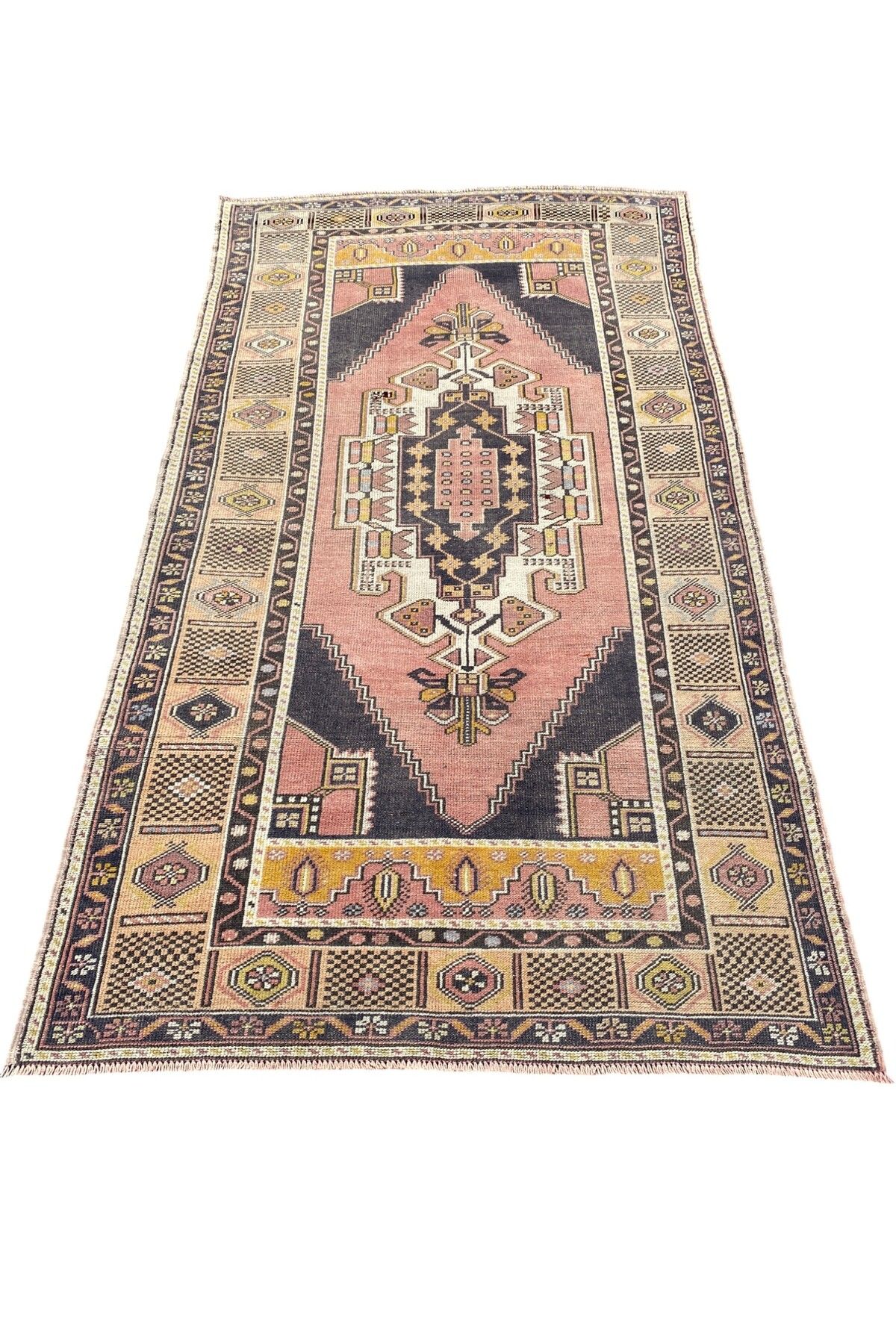 BURAK HALI El Dokuma Vintage Ortaköy Halısı 140x257 Eskitme Yün Retro Halı