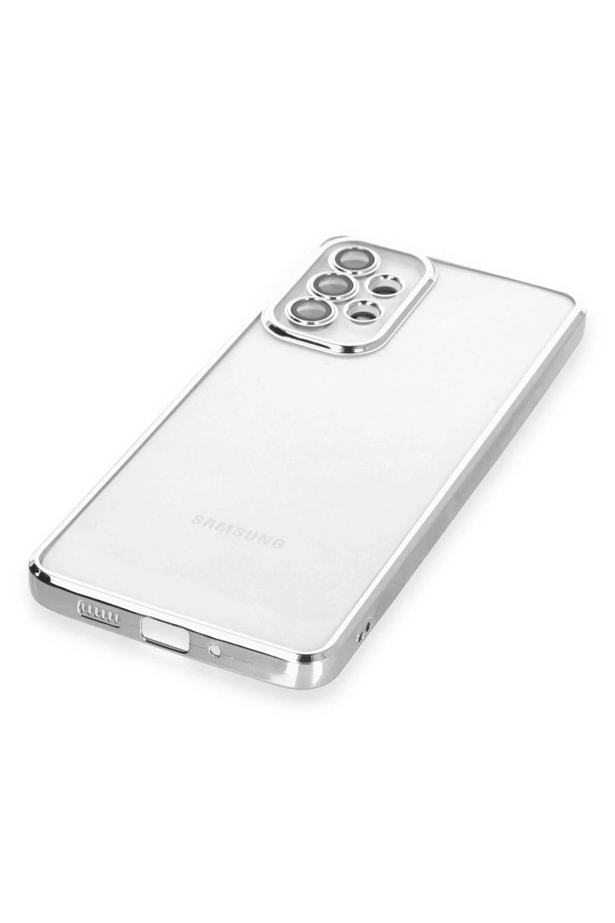 NewFace Samsung Galaxy A53 5G Kılıf Lensli Silikon - Gümüş WLZOR