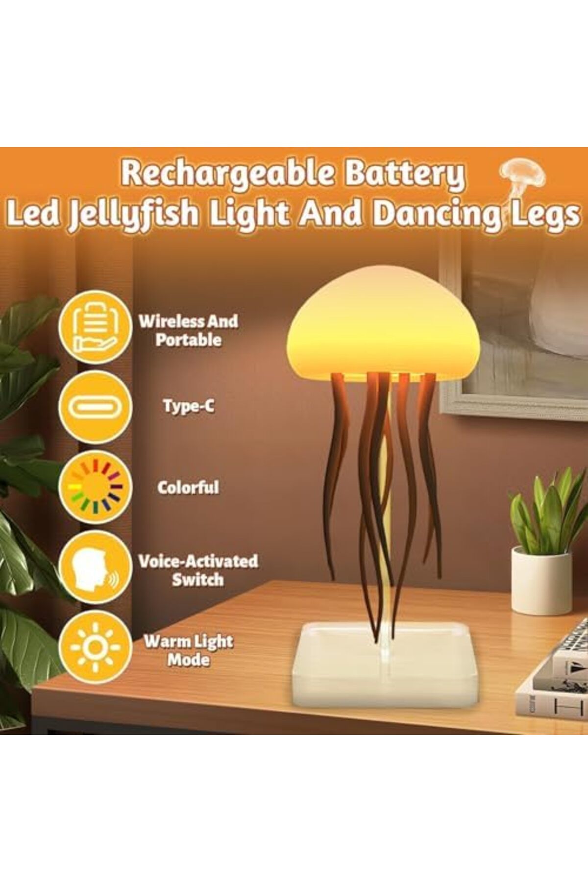 Generic-Aurora Mood Light LED Jellyfish Lamp – Intelligent, Portable, Touch Luminous Floating Decor 3