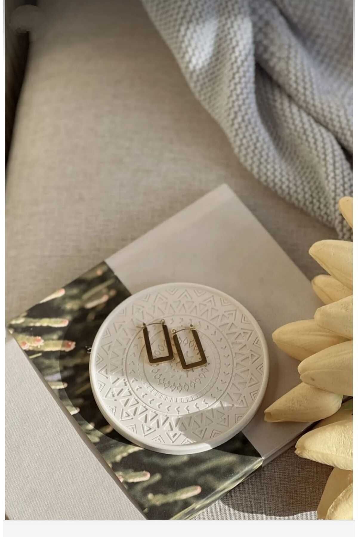 beautystyle Vernikli(Wax) Dekoratif Beton Bardak Altlığı | Beyaz Renk
