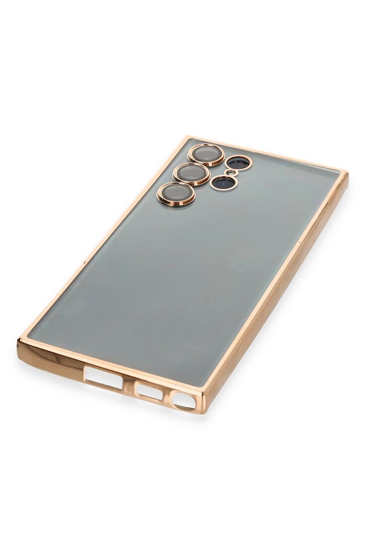 NewFace Samsung Galaxy S22 Ultra Kılıf Lensli Silikon - Gold WLZOR