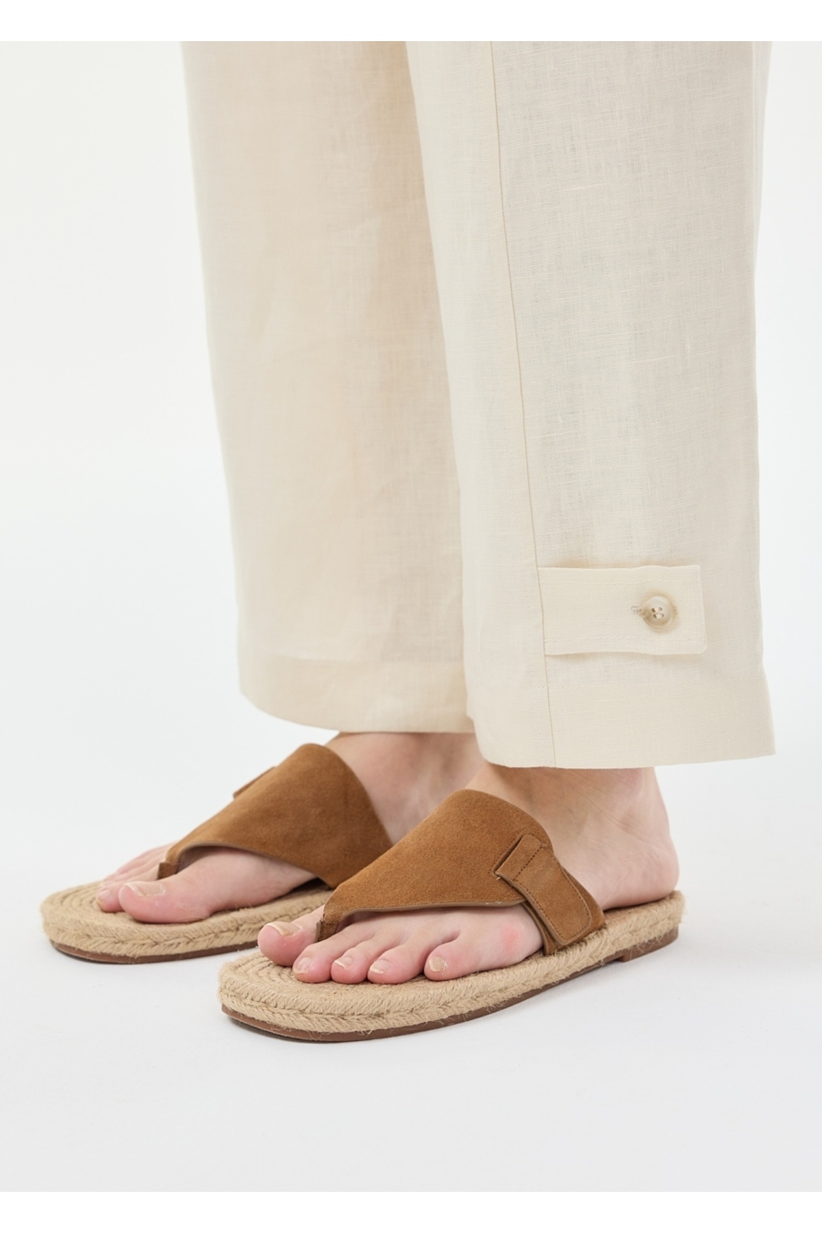 Armağan-Linen Trousers with Leg Detail 5