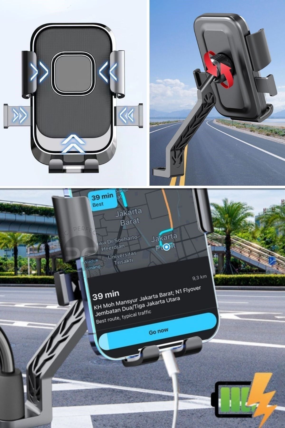 tedaks Motor,Motosiklet,Bisiklet ,Scooter İçin 360 Derece Dönebilen Dikiz Aynası Versiyonu Telefon Tutucu