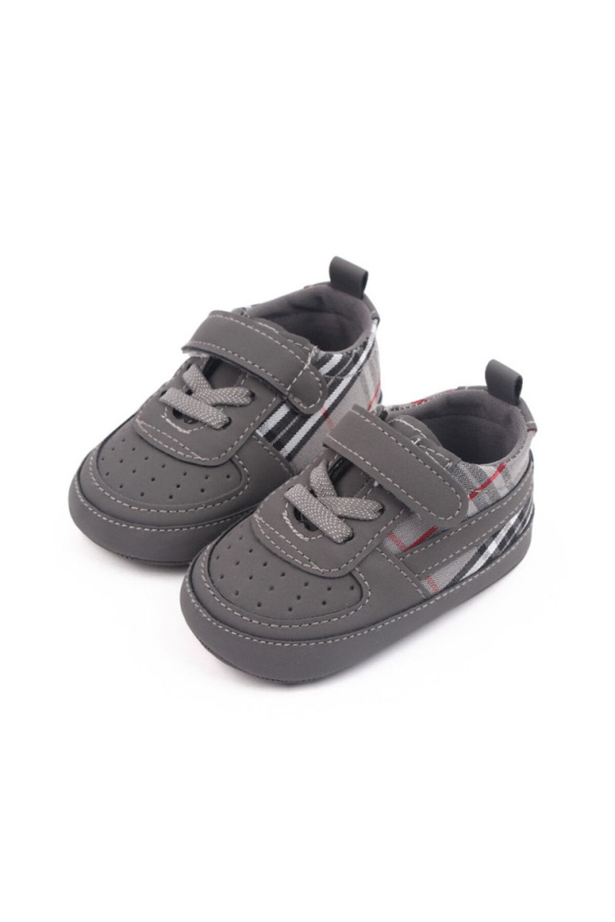 Superbaby-Pantofiori gri pentru baietei - Plaid 5