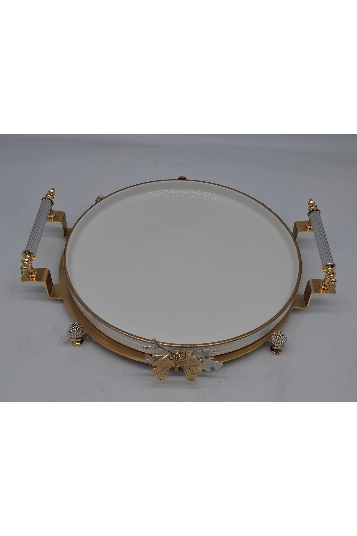 TEMMUZ SUNUMLUK TEPSİ PORSELEN 2 PARÇA ALTINVARAKLI ÇAP 27 CM