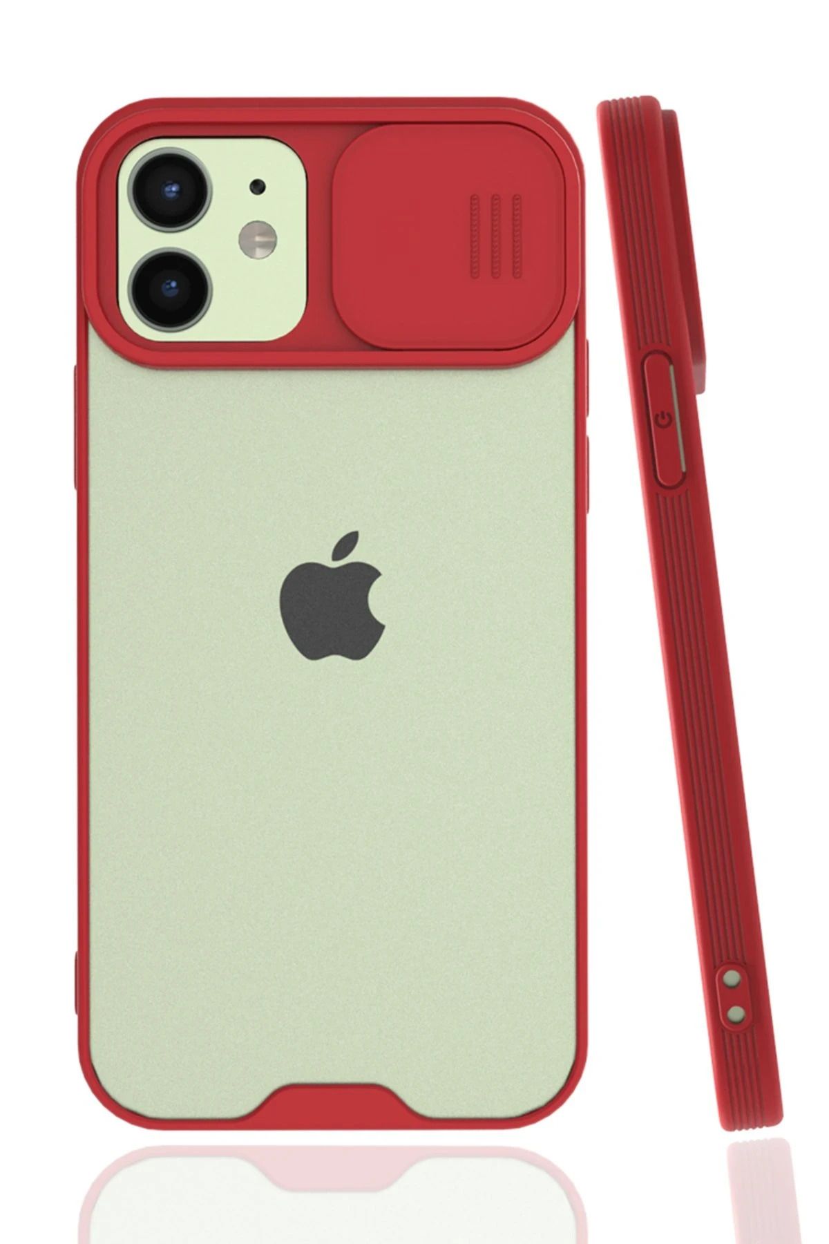 NewFace iPhone 12 Kılıf Platin Kamera Koruma Silikon - Kırmızı WLZOR