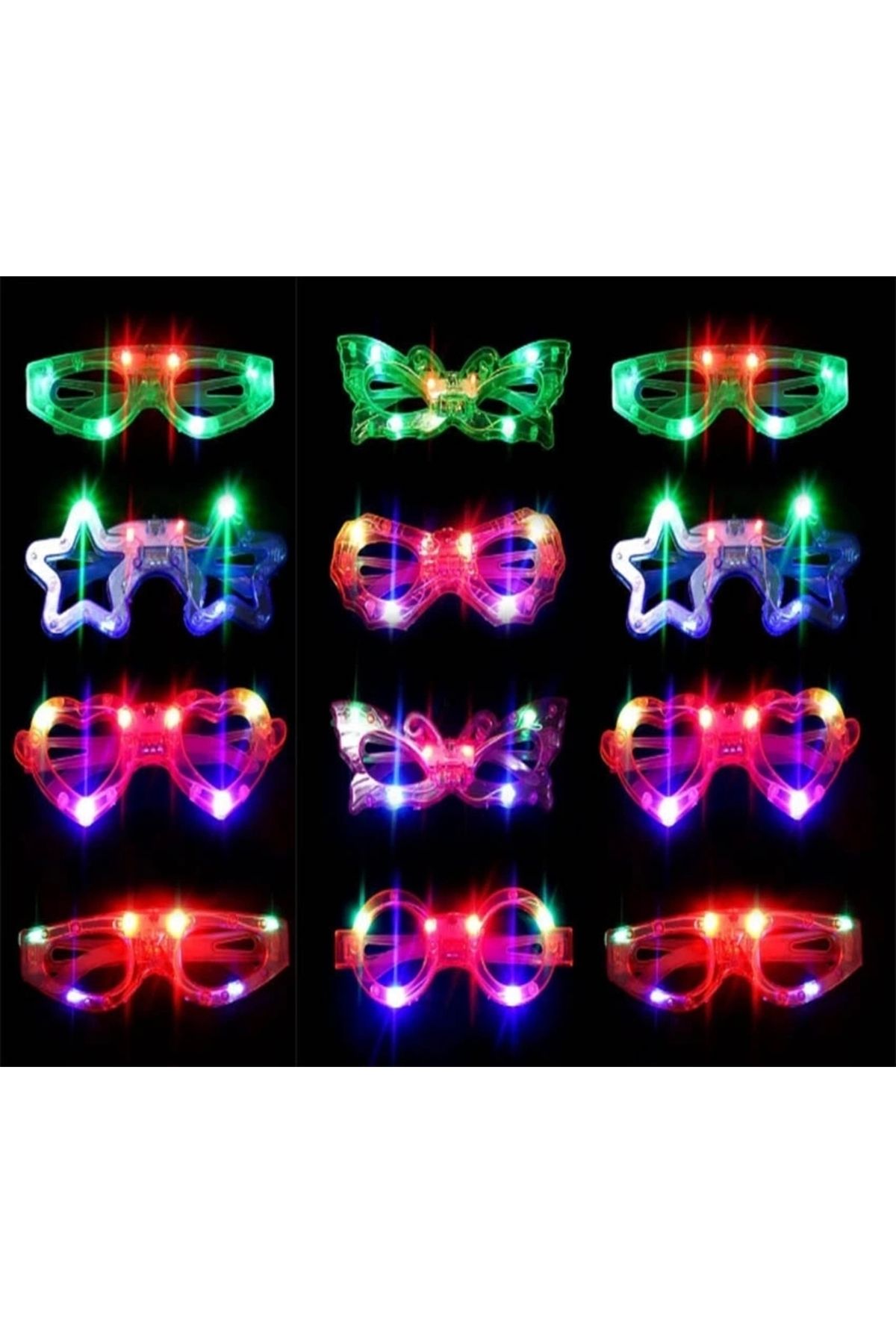 STOREMAX Led Işıklı Karışık 6 Model Yanar Söner Parti Gözlüğü 12 Adet (5047)