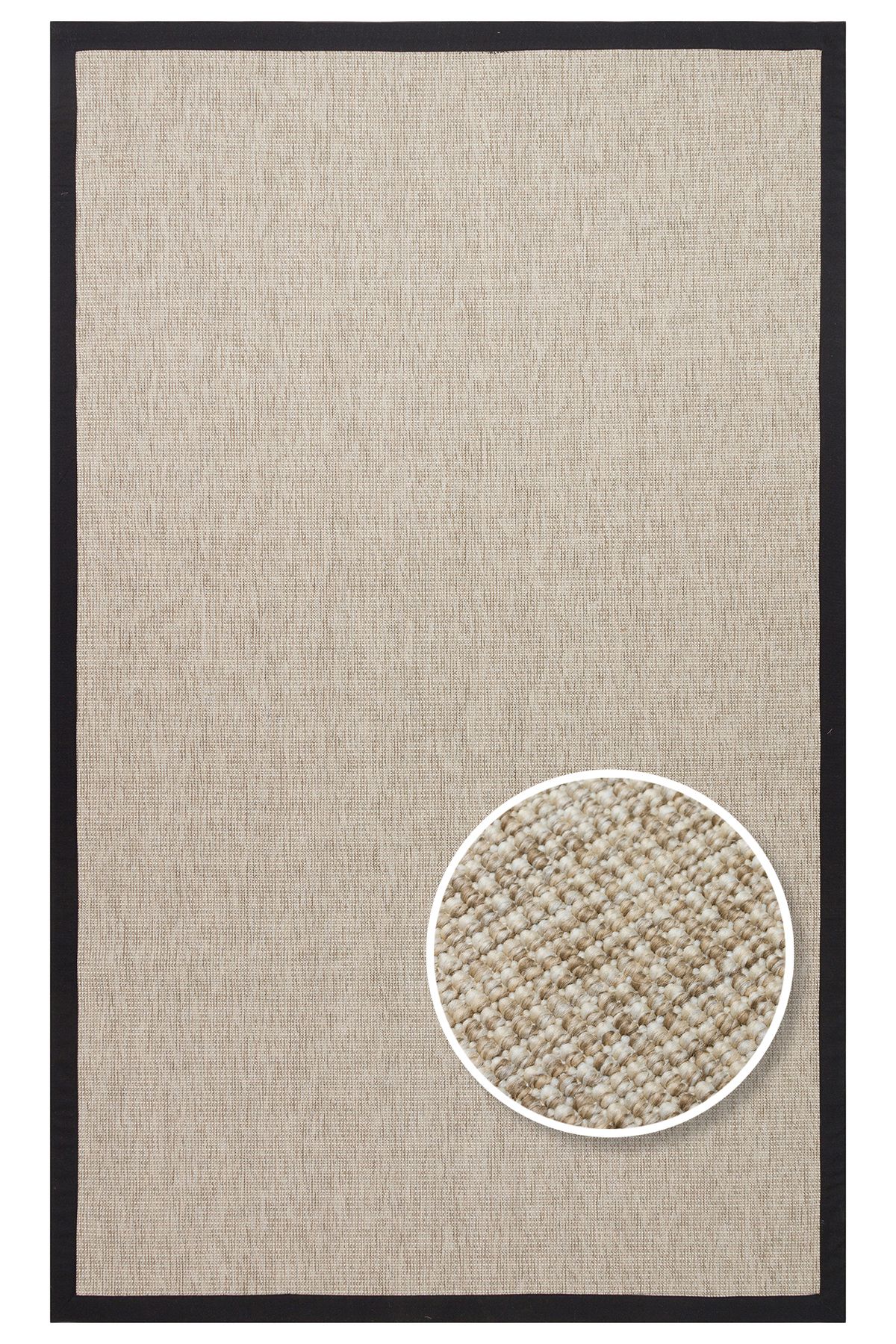 Eko Halı Eko Halı Ventura VNT 2703 L.Beige Brd Black Hav Vermeyen Kolay Temizlenebilir Bordürlü Sisal Halı