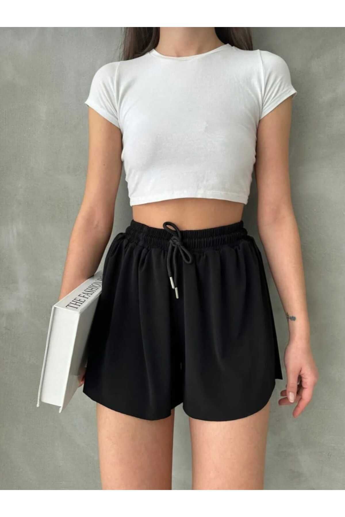 Zeliza Moda Evi Bol Kesim Beli Latikli İçi Taytlı Spor Kadın Şort Etek.Tenis Etek