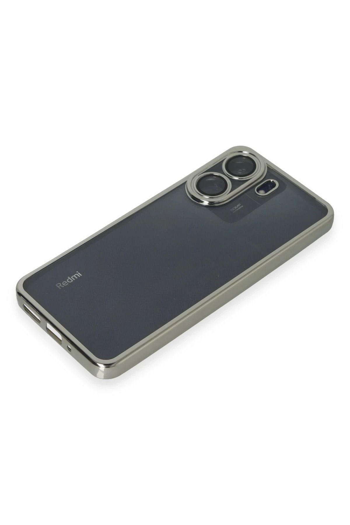 NewFace Xiaomi Redmi 13C Kılıf Lensli Silikon - Gümüş MRAYD