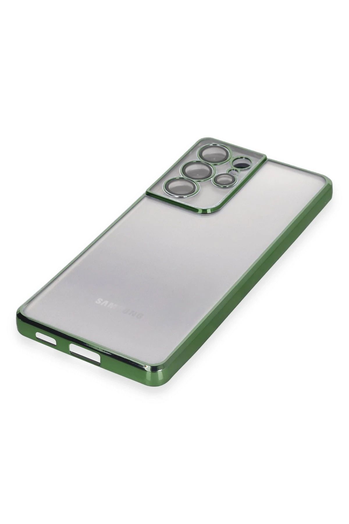 NewFace Samsung Galaxy S21 Ultra Kılıf Lensli Silikon - Yeşil WLZOR