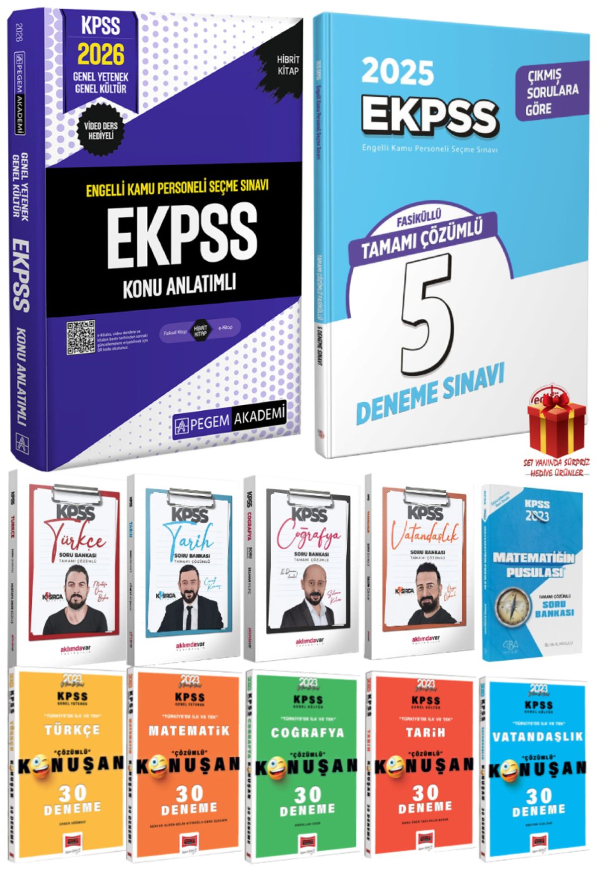 Pegem Akademi Yayıncılık 2026 Pegem EKPSS Konu Anlatımlı+Editör EKPSS Deneme+Soru Bankası Seti+Deneme Seti+Hediye