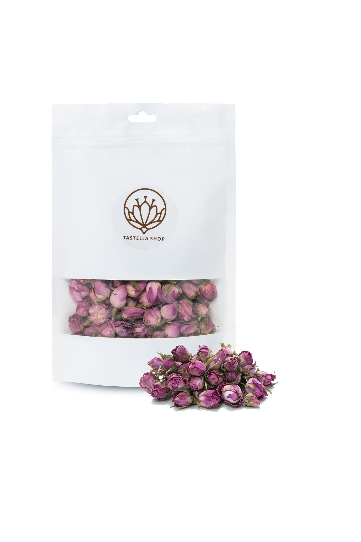 Tastella Shop Kurutulmuş Tomurcuk Pembe Gül Çayı (500gr), Kuru Pembe Gül Goncası Çayı, Pembe Gül Kurusu Çayı