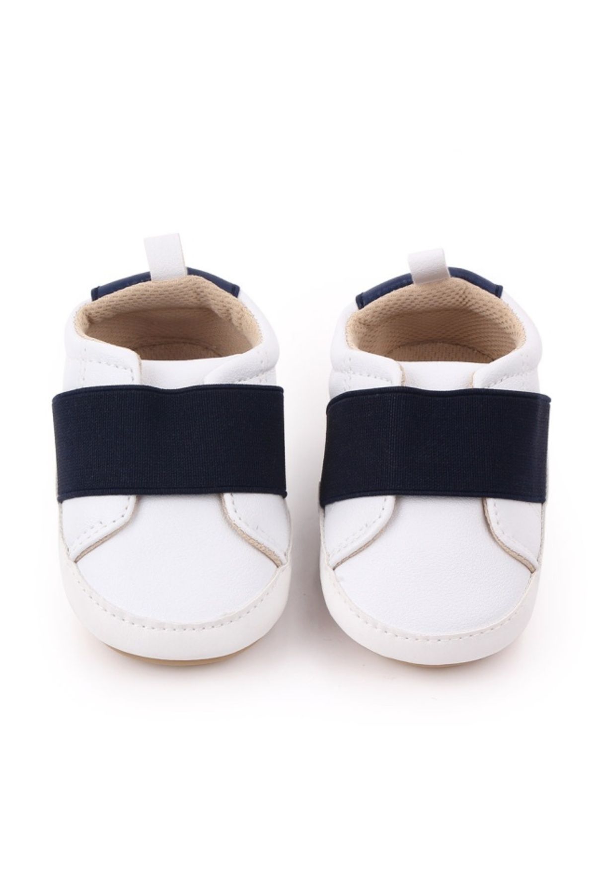 Superbaby-Pantofi albi cu banda elastica bleumarin 3