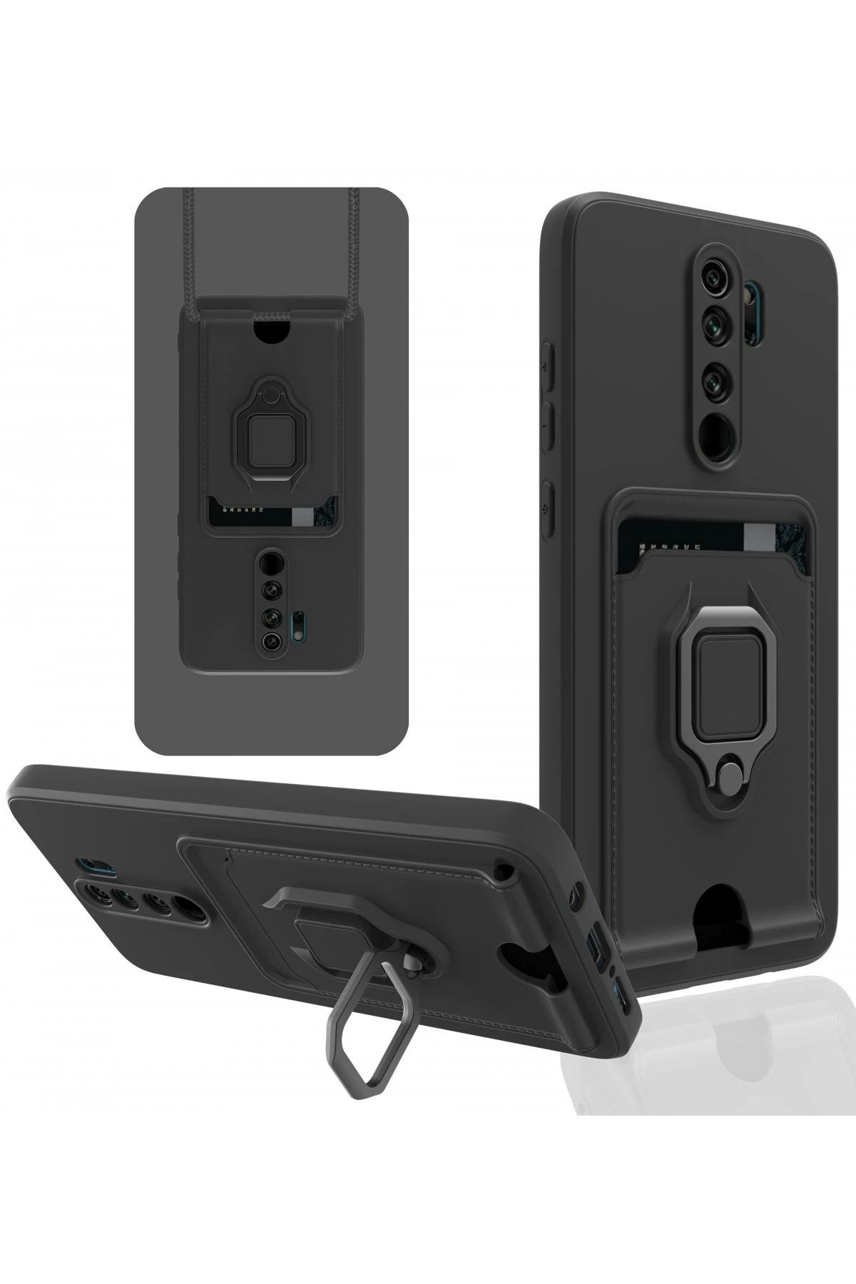 NewFace Xiaomi Redmi Note 8 Pro Kılıf Zuma Kartvizitli Yüzüklü Silikon - Siyah WLZOR