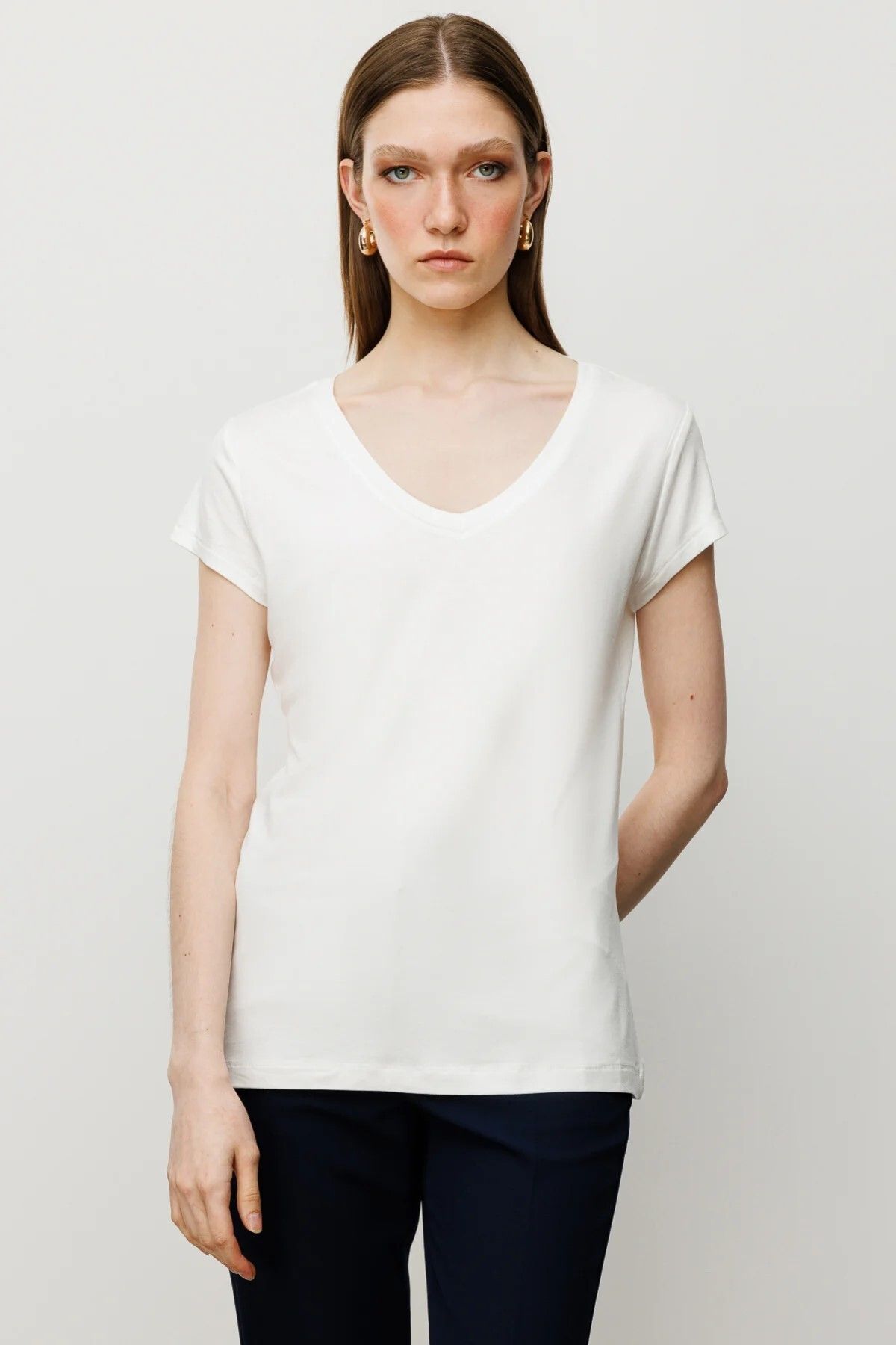 ON TRİKO V Yaka Basic T-Shirt 51305-25