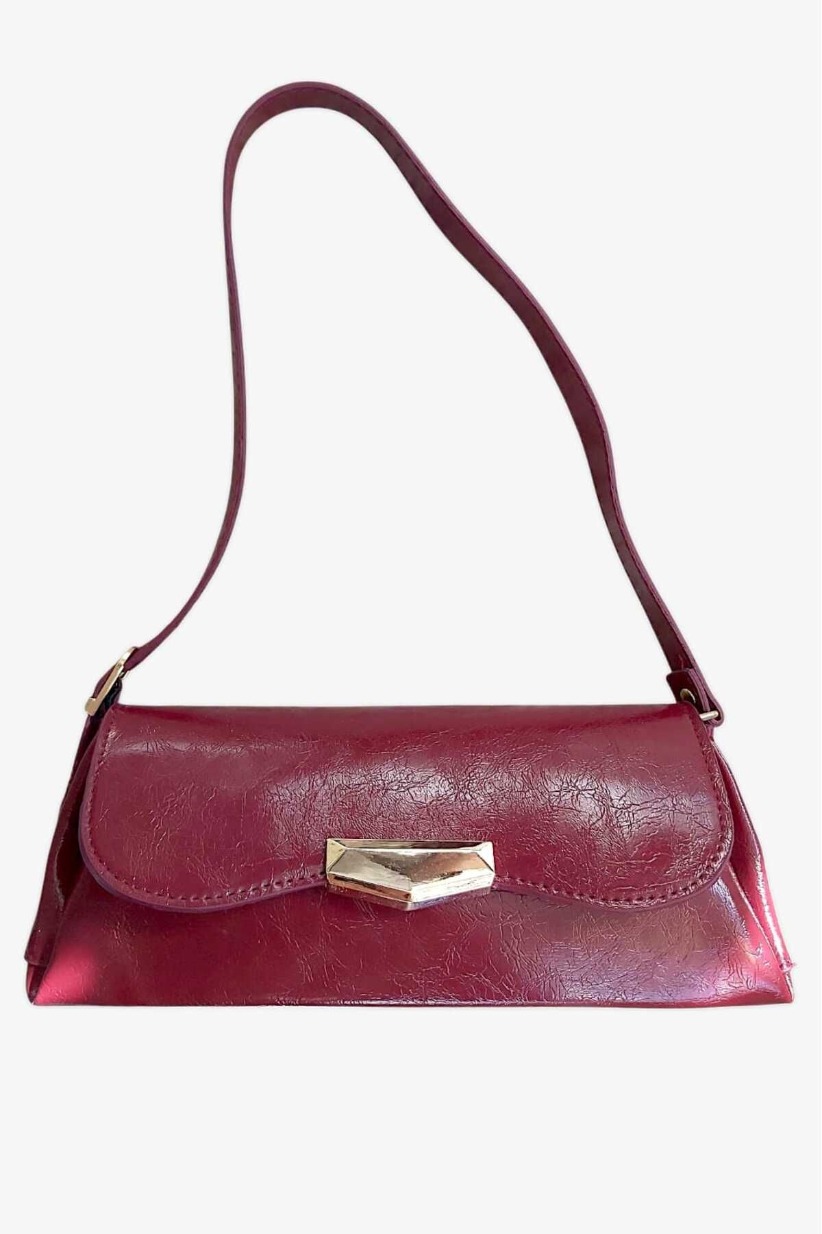 roseberry Bordo Rugan Yumuşak Doku Astarlı Kadın Omuz Çanta - R1452