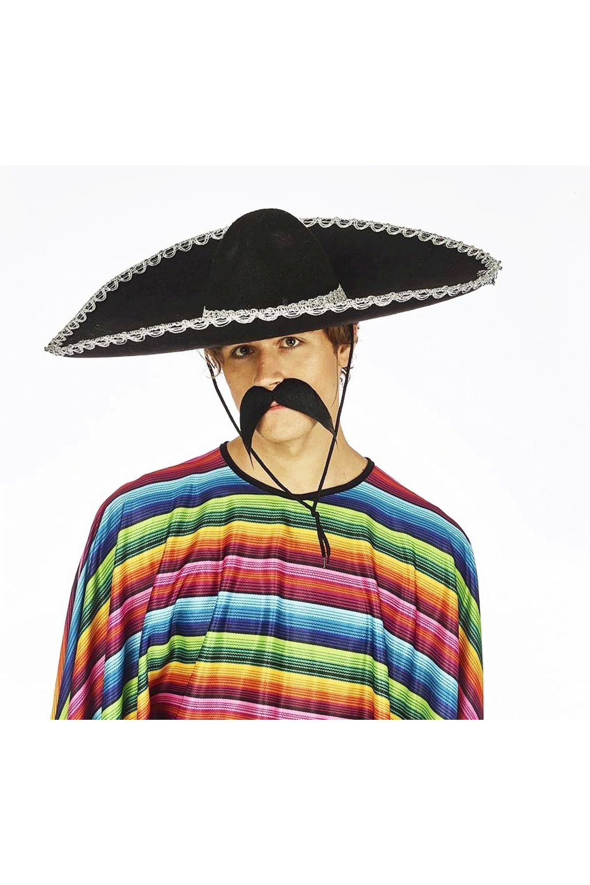 STOREMAX Sombrero Meksika Şapkası Mariachi Gümüş Şeritli Yetişkin Boy (5047)