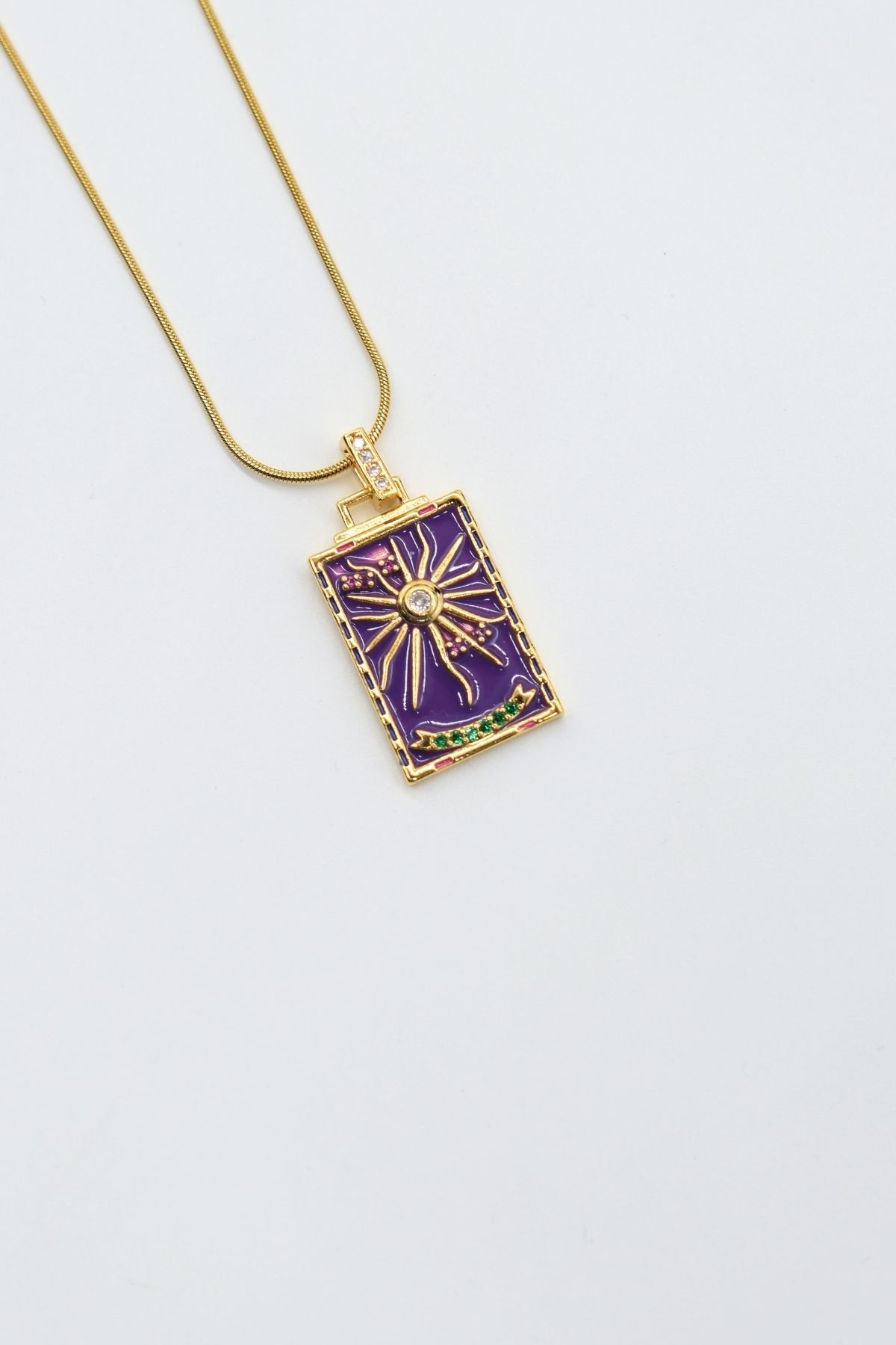 TAKIBOX Çelik Gold Renk Zincir Güneş Tarot Kolye