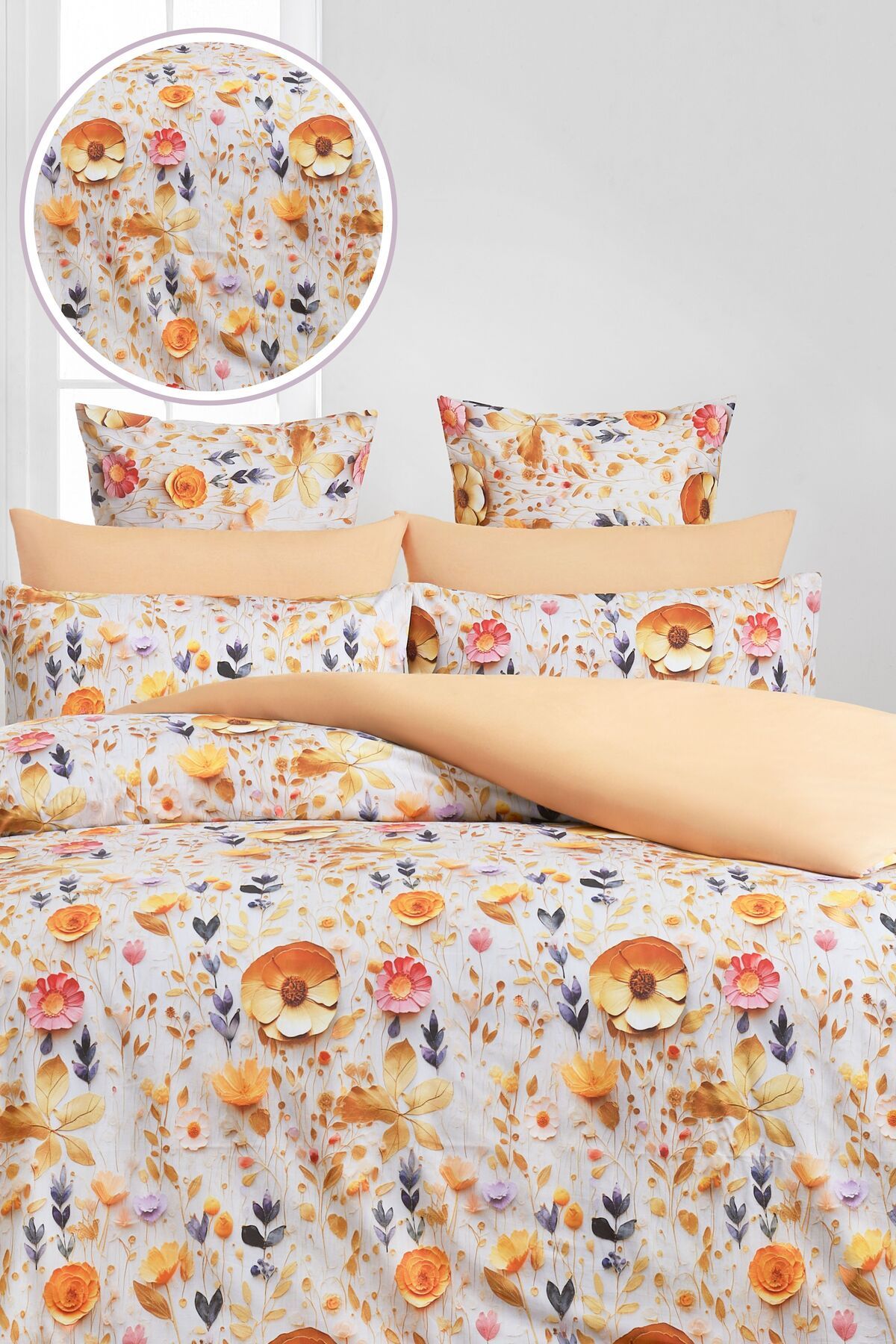 Sheri Home 3D Bahar Çift Kişilik 1 Adet Nevresim (YORGAN KILIFI)200 Cm X 220 CmFlowersbejmalzeme: %100 Pamuk.