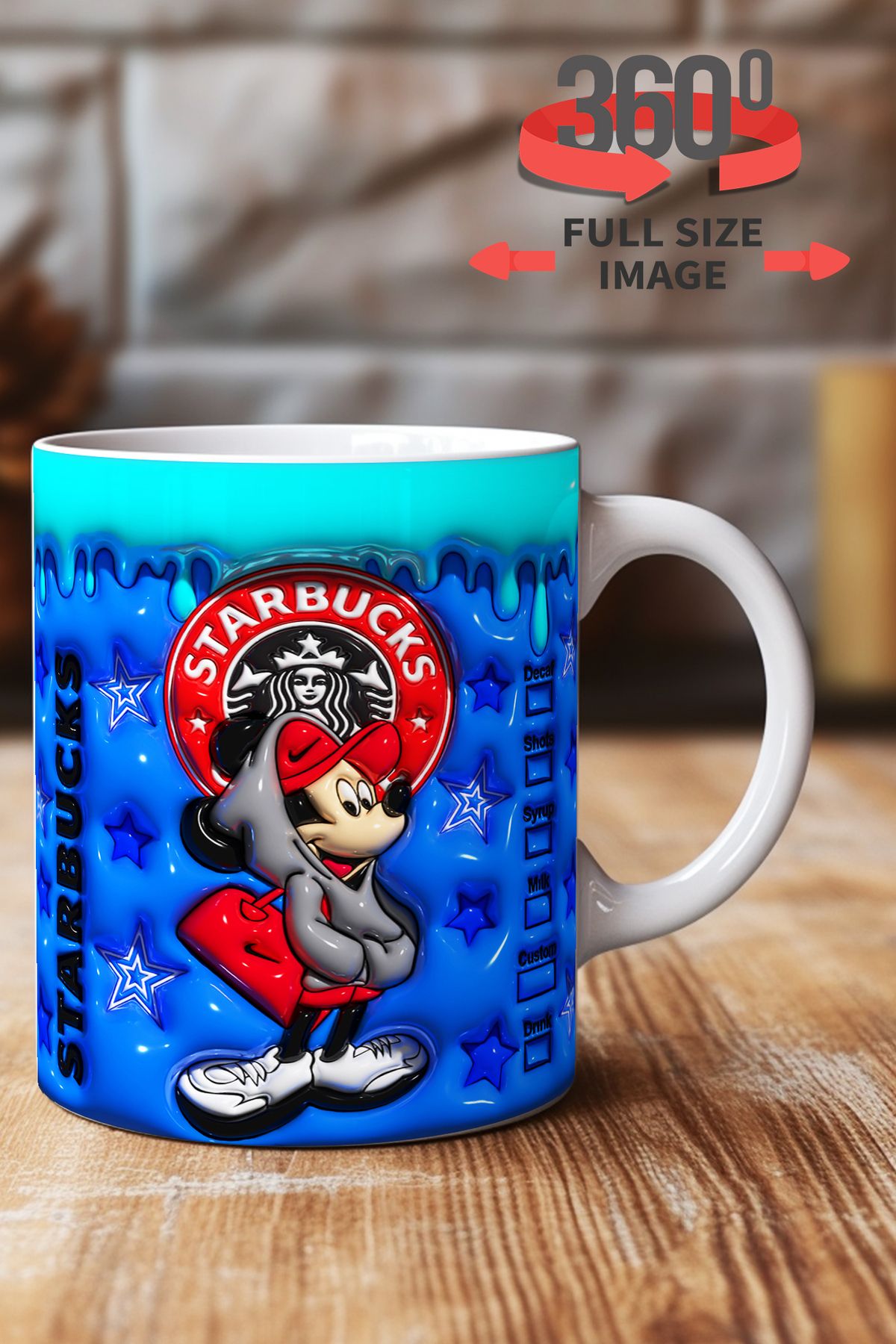 dijital moda tasarım 3D Kabartma Desen Efektli "Mickey" Kişiye Özel Hediyelik Porselen Kupa Bardak Minnie Goofy
