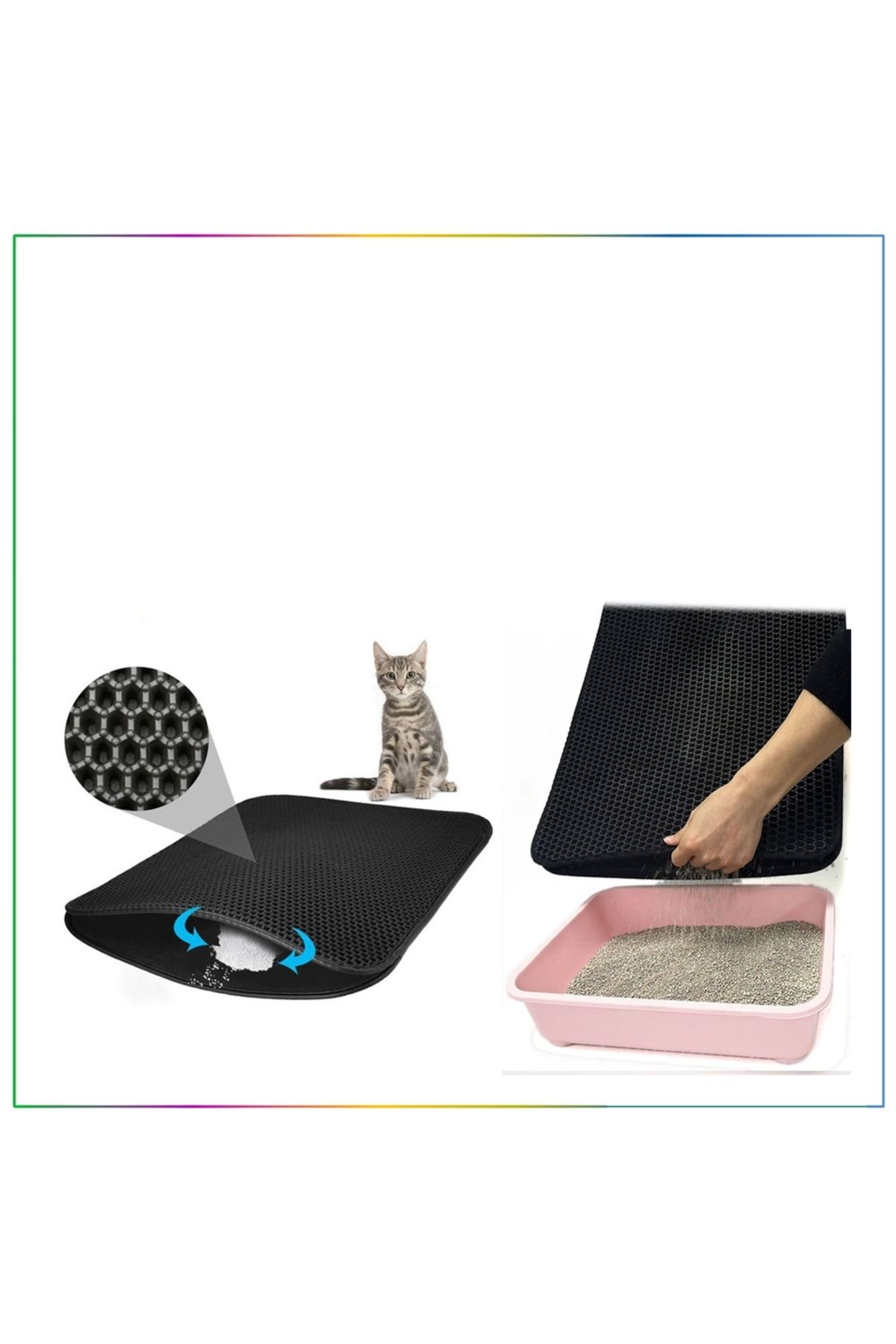 pazarella Elekli Kedi Tuvalet Önü Paspası - Siyah