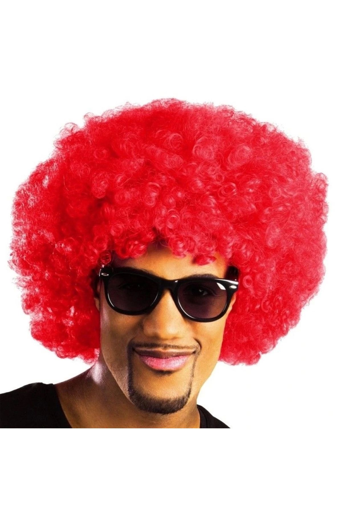 STOREMAX Kırmızı Renk Kıvırcık Afro Bonus Peruk (5047)