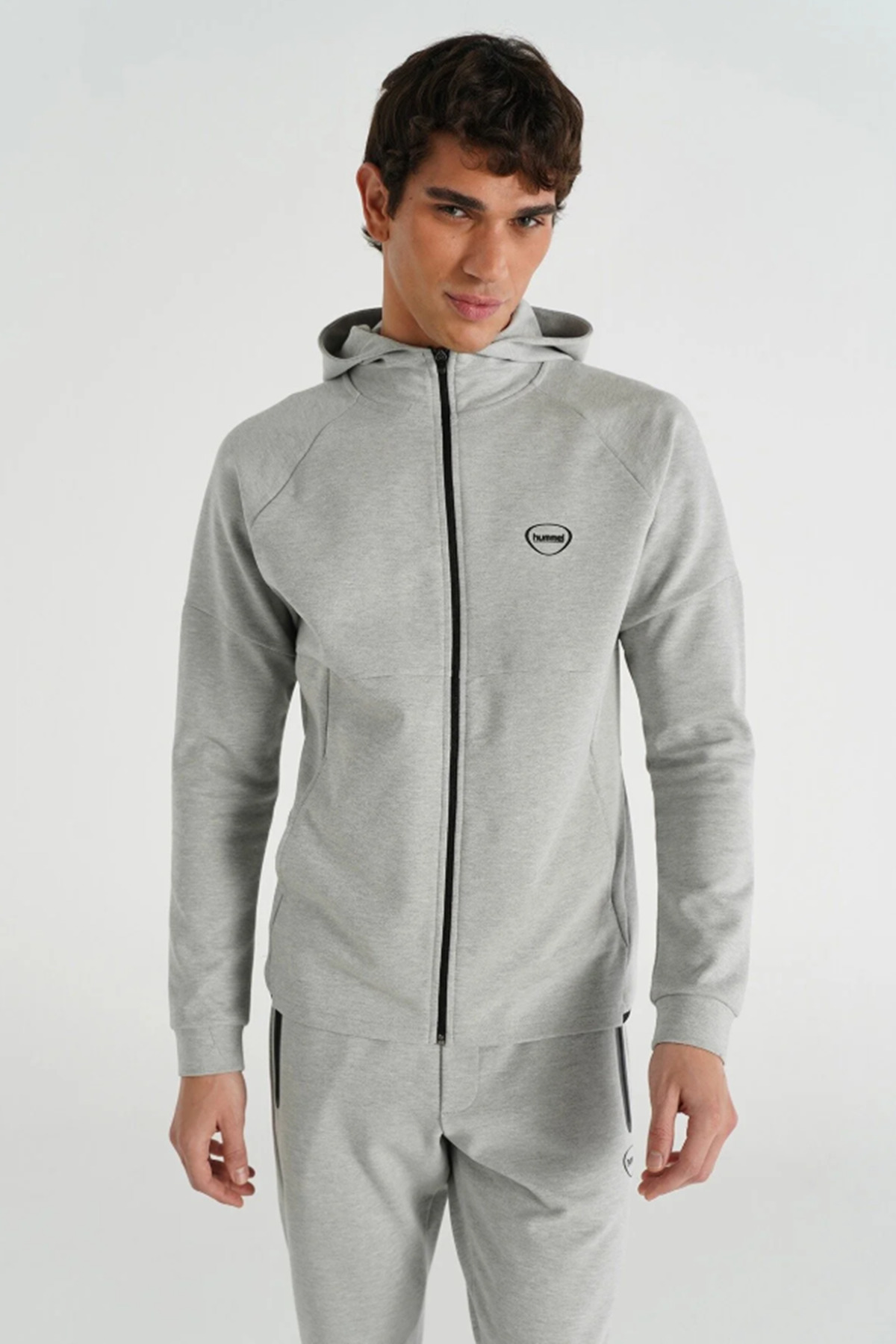 hummel 921257-2006 HMLINTER ZIP HOODIE Gri Erkek Regular Fit