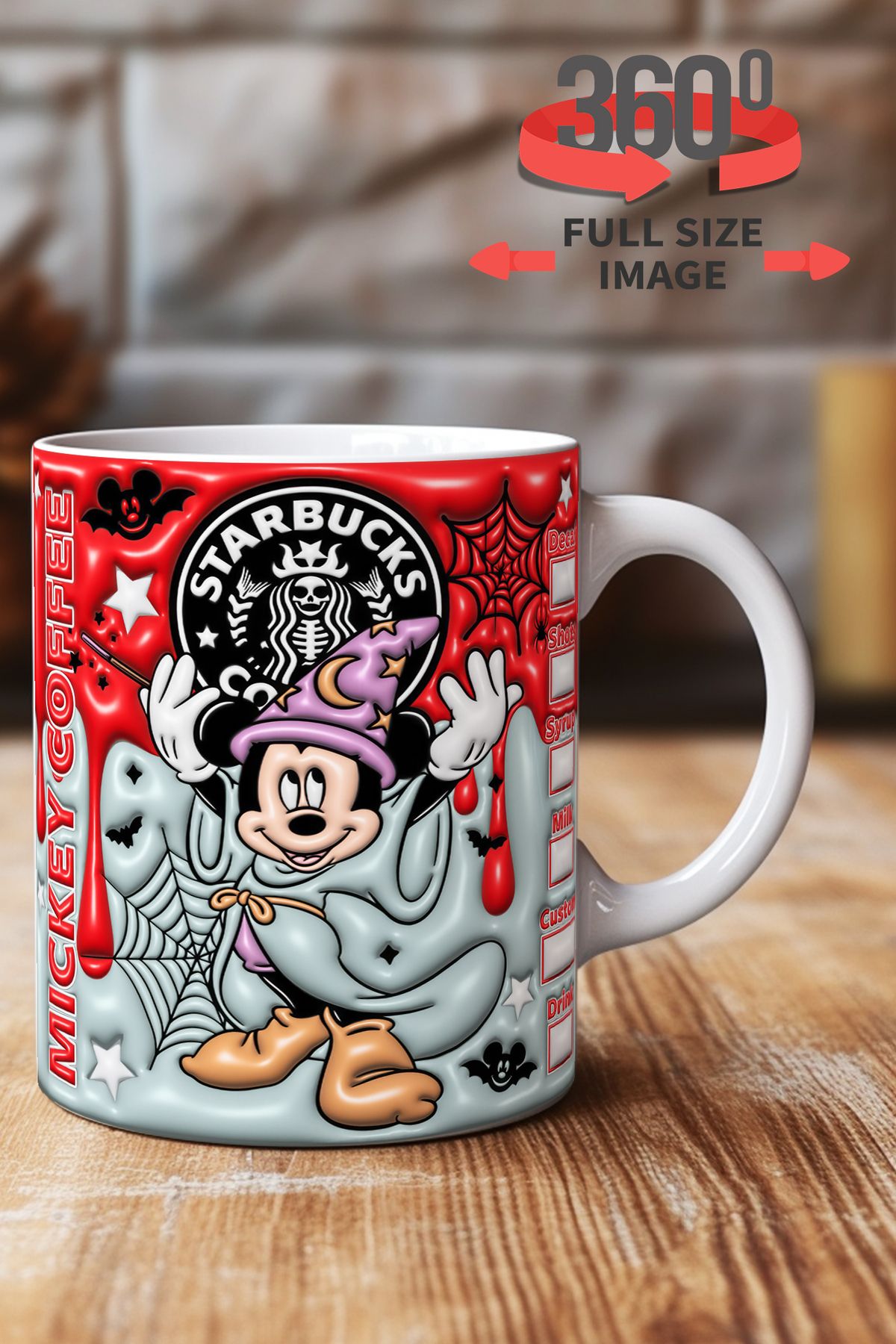 dijital moda tasarım 3D Kabartma Desen Efektli "Mickey" Kişiye Özel Hediyelik Porselen Kupa Bardak Minnie Goofy