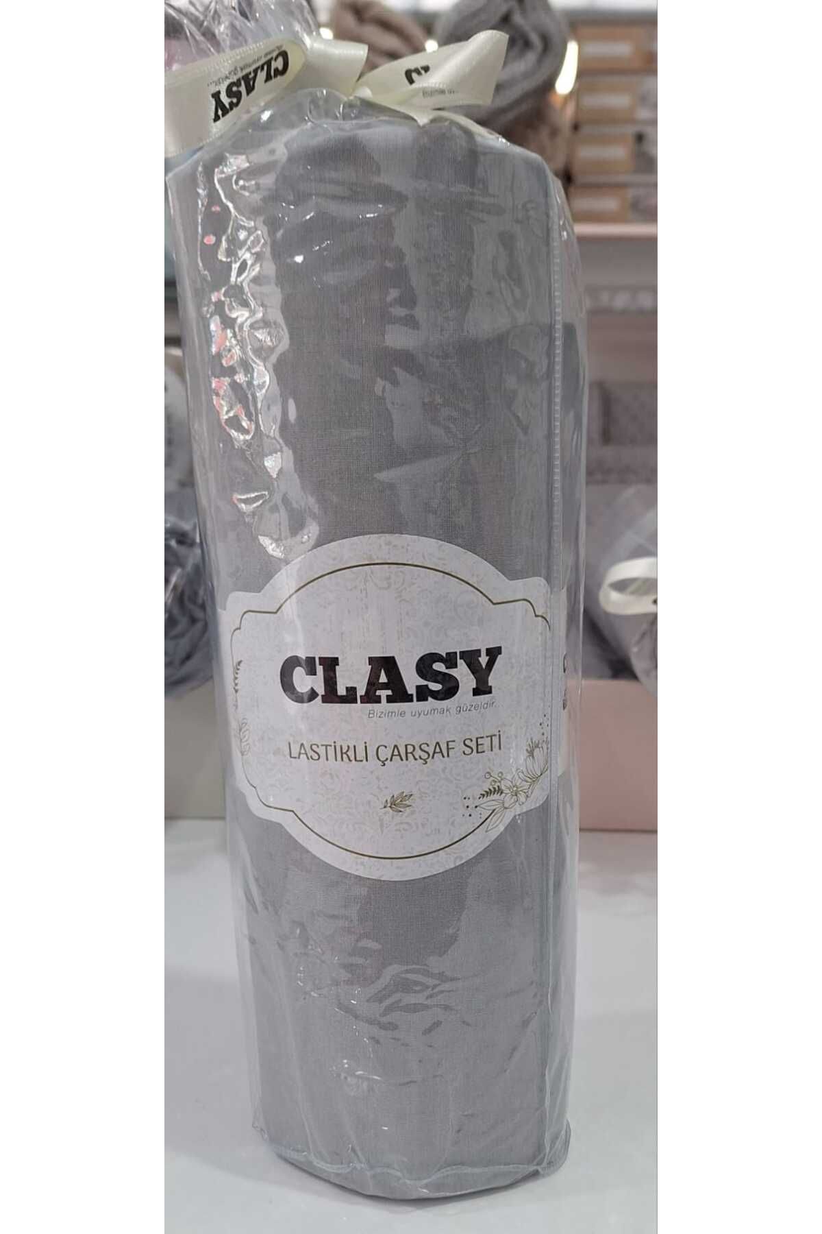 Clasy RANFORCE LASTİKLİ ÇARŞAF SETİ MİNEL V3 AÇIK GRİ 160*200 CM