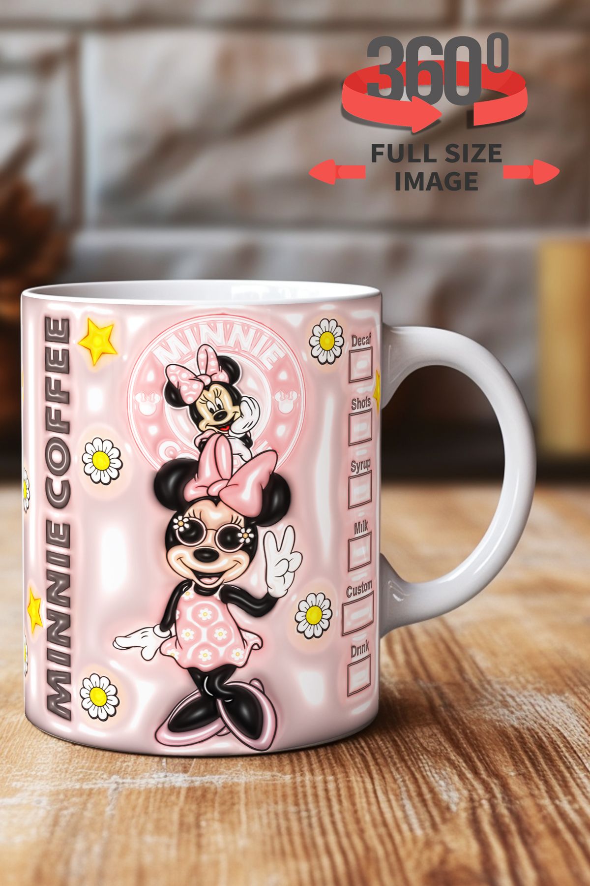 dijital moda tasarım 3D Kabartma Desen Efektli "Mickey" Kişiye Özel Hediyelik Porselen Kupa Bardak Minnie Goofy