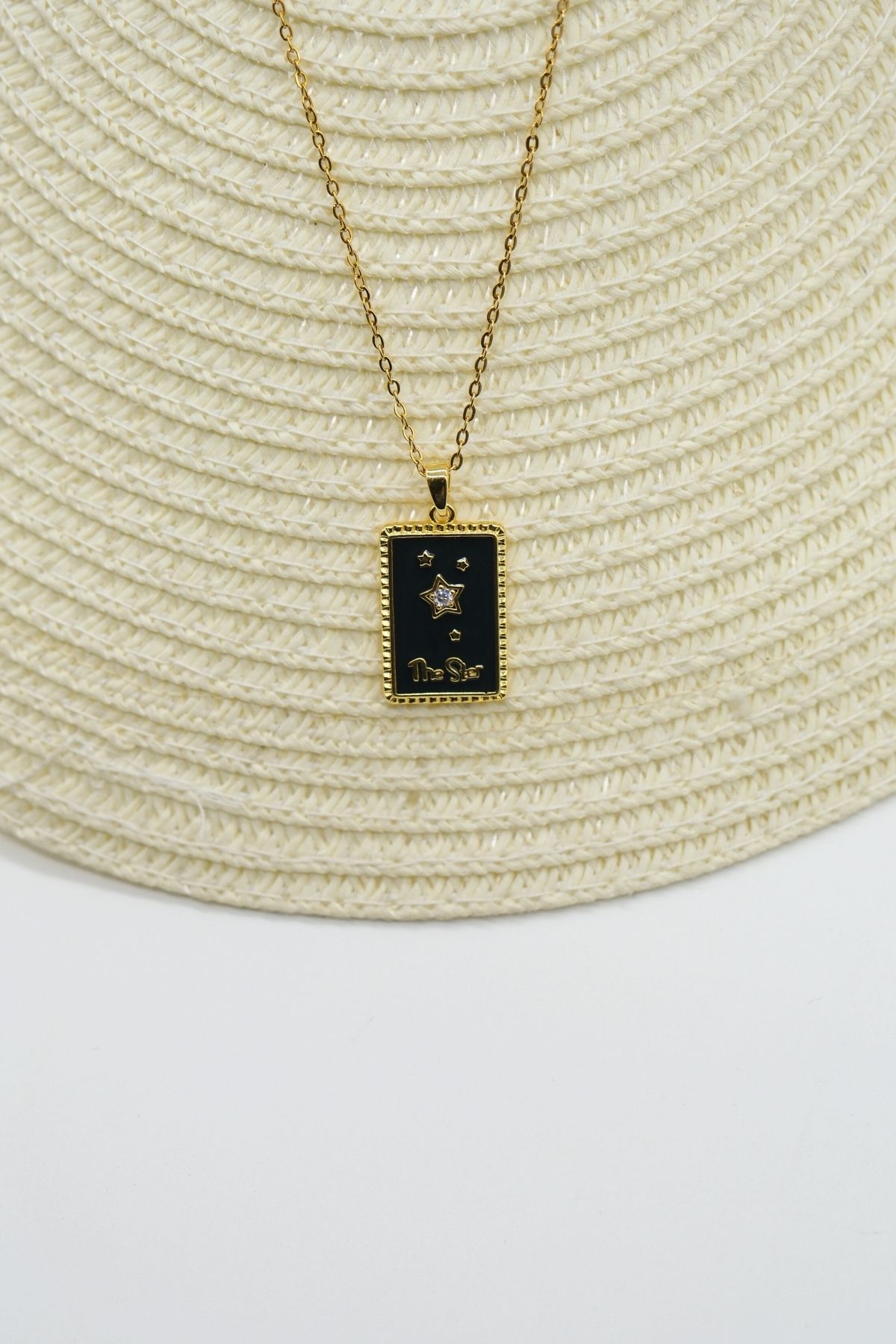 TAKIBOX Çelik Gold Renk Zincir The Star Tarot Kolye