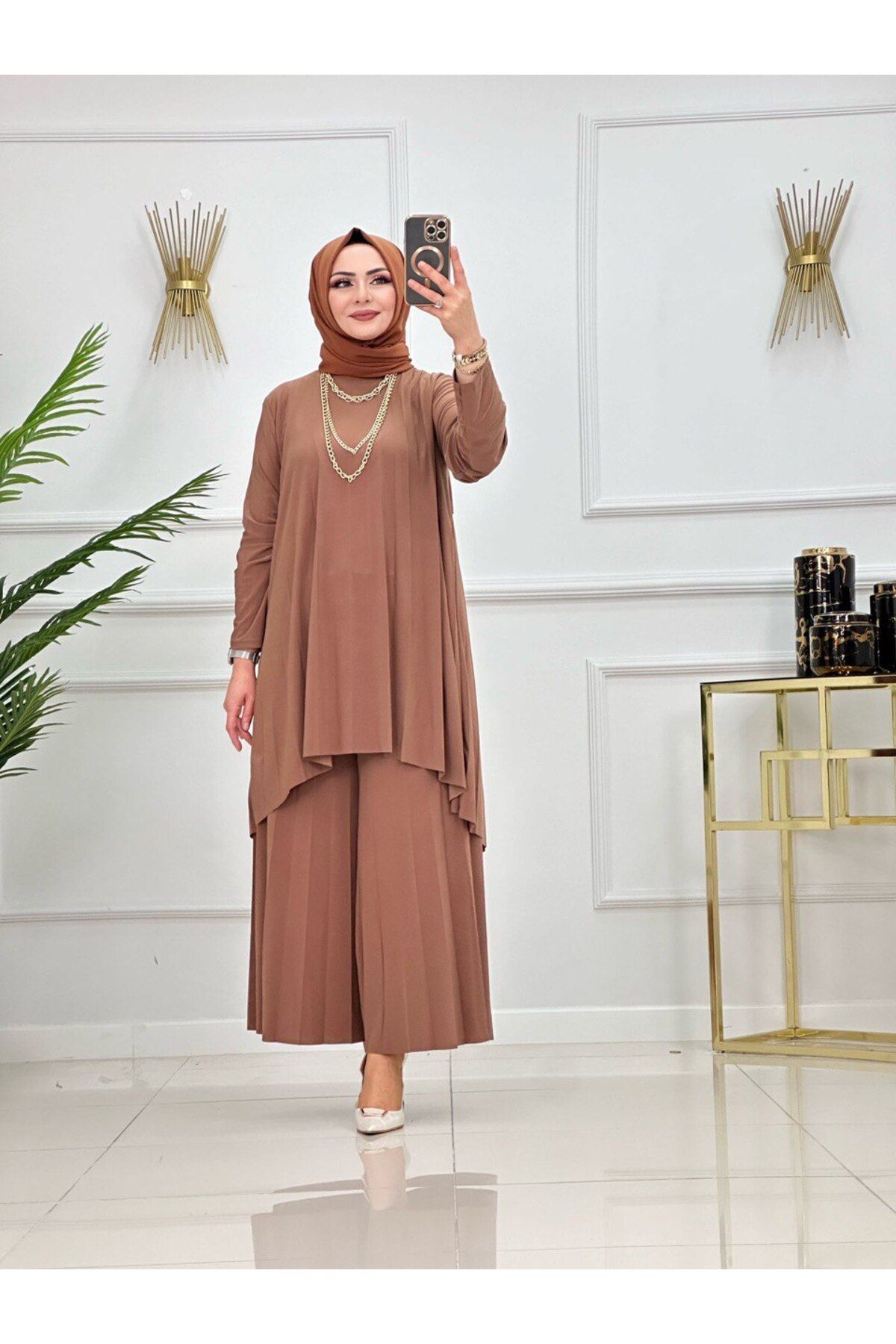 Enans Design Kadın Tesettür 2'Li Takım Pantolon & Tunik