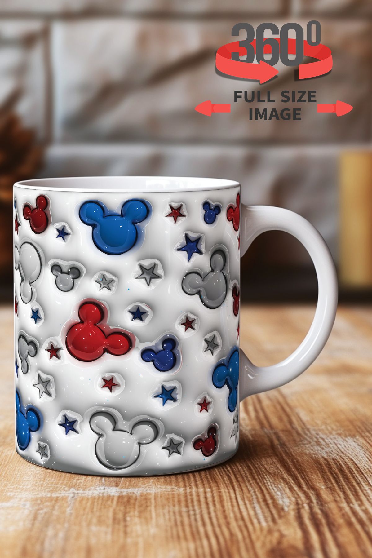 dijital moda tasarım 3D Kabartma Desen Efektli "Mickey" Kişiye Özel Hediyelik Porselen Kupa Bardak Minnie Goofy