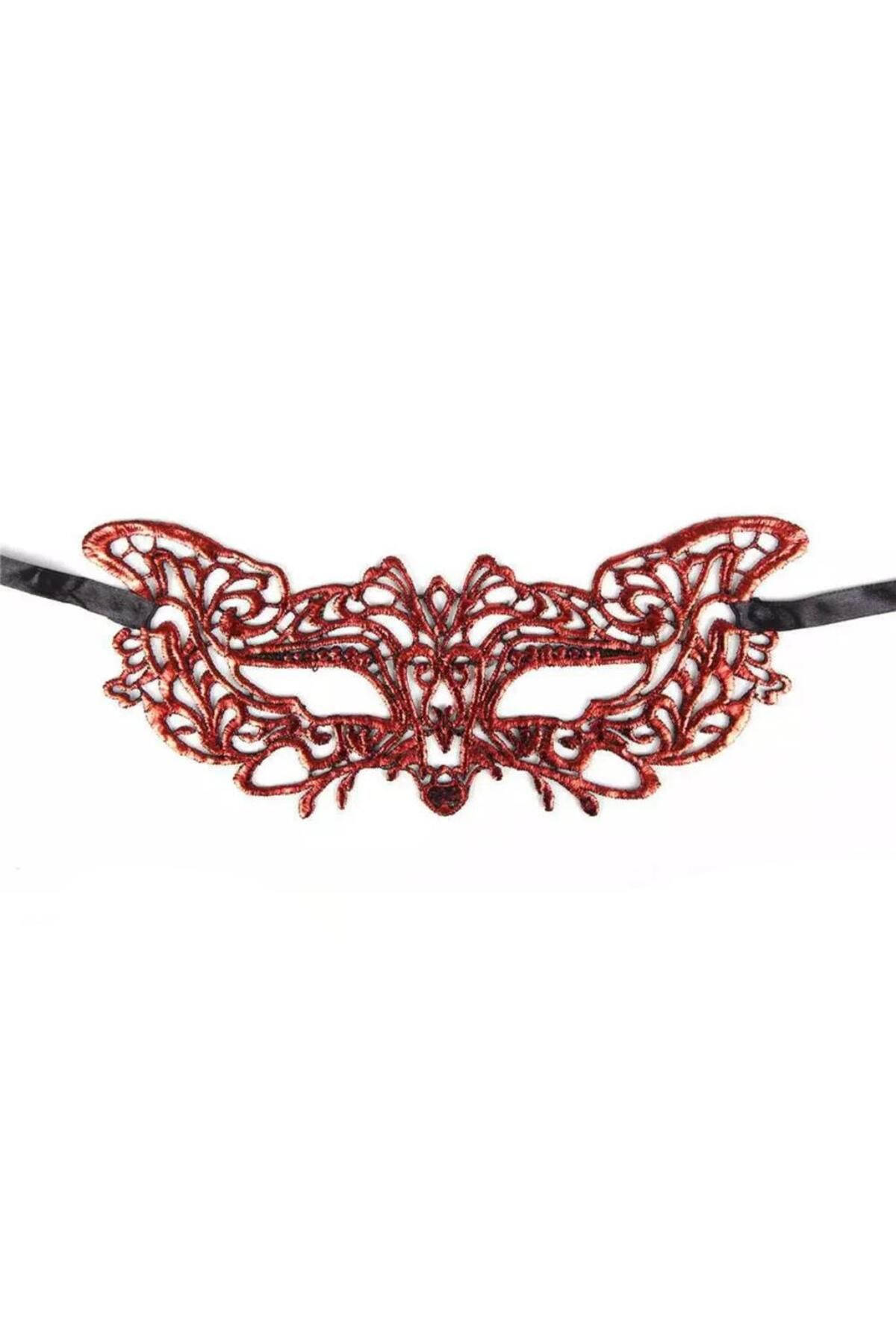 ÖYKÜ VE YİĞİT Kırmızı Dantel Masquerade Maskesi 9 No