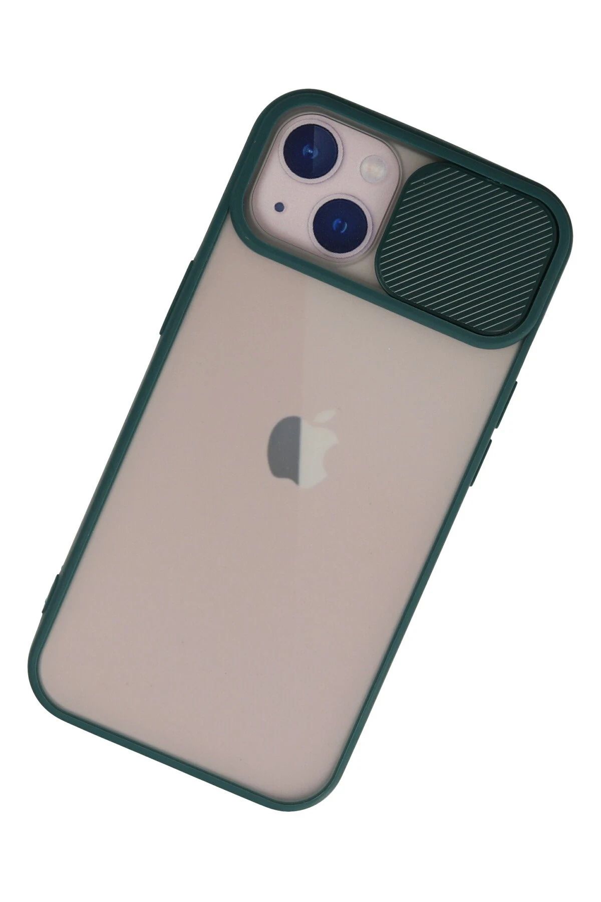 NewFace iPhone 13 Kılıf Palm Buzlu Kamera Sürgülü Silikon - Yeşil WLZOR