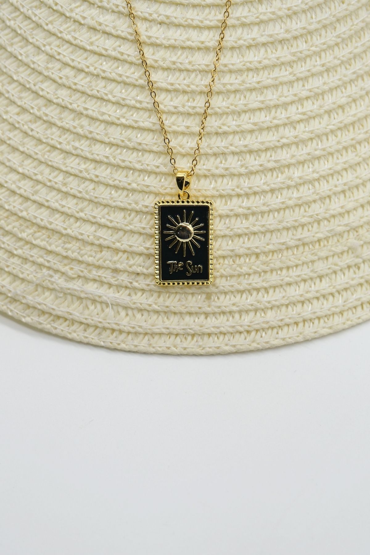 TAKIBOX Çelik Gold Renk Zincir The Sun Tarot Kolye