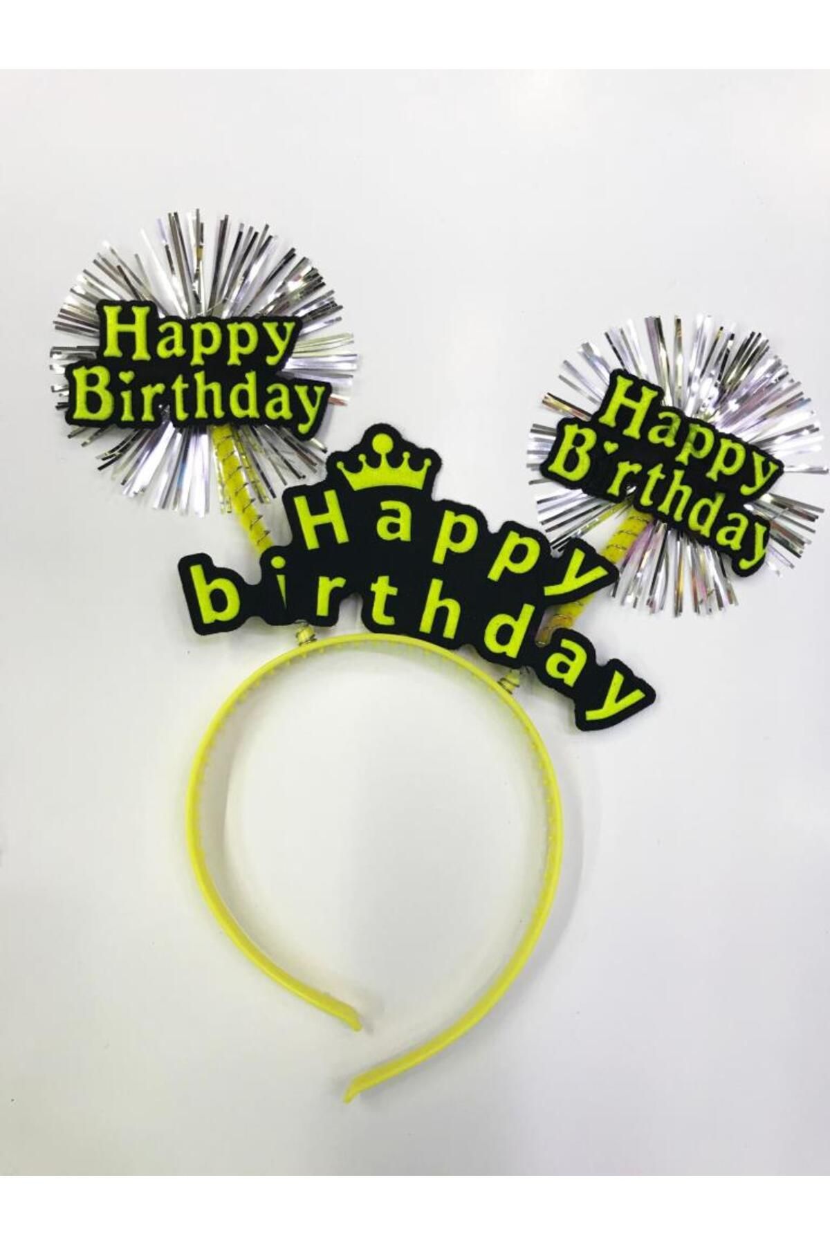 ÖYKÜ VE YİĞİT Happy Birthday Neon Renk Doğum Günü Tacı 12 Adet
