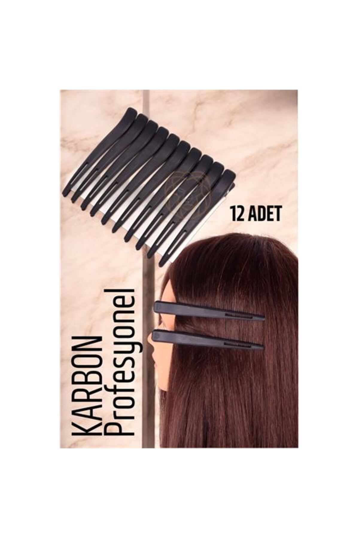 NEZADE STORE Saç Klipsi Karbon Plastik Toka Profesyonel 12 Adet