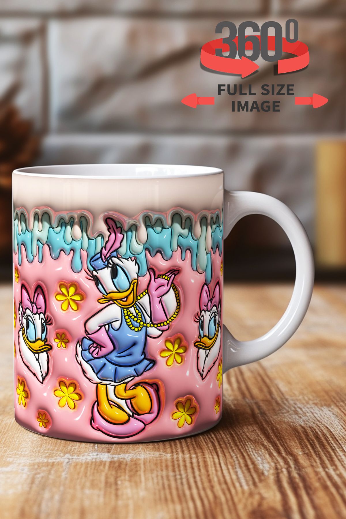 dijital moda tasarım 3D Kabartma Desen Efektli "Mickey" Kişiye Özel Hediyelik Porselen Kupa Bardak Minnie Goofy