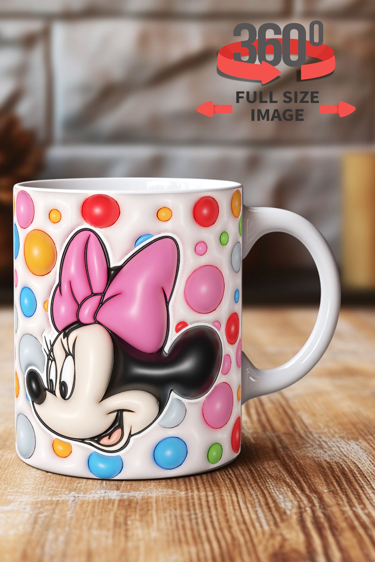 dijital moda tasarım 3D Kabartma Desen Efektli "Mickey" Kişiye Özel Hediyelik Porselen Kupa Bardak Minnie Goofy