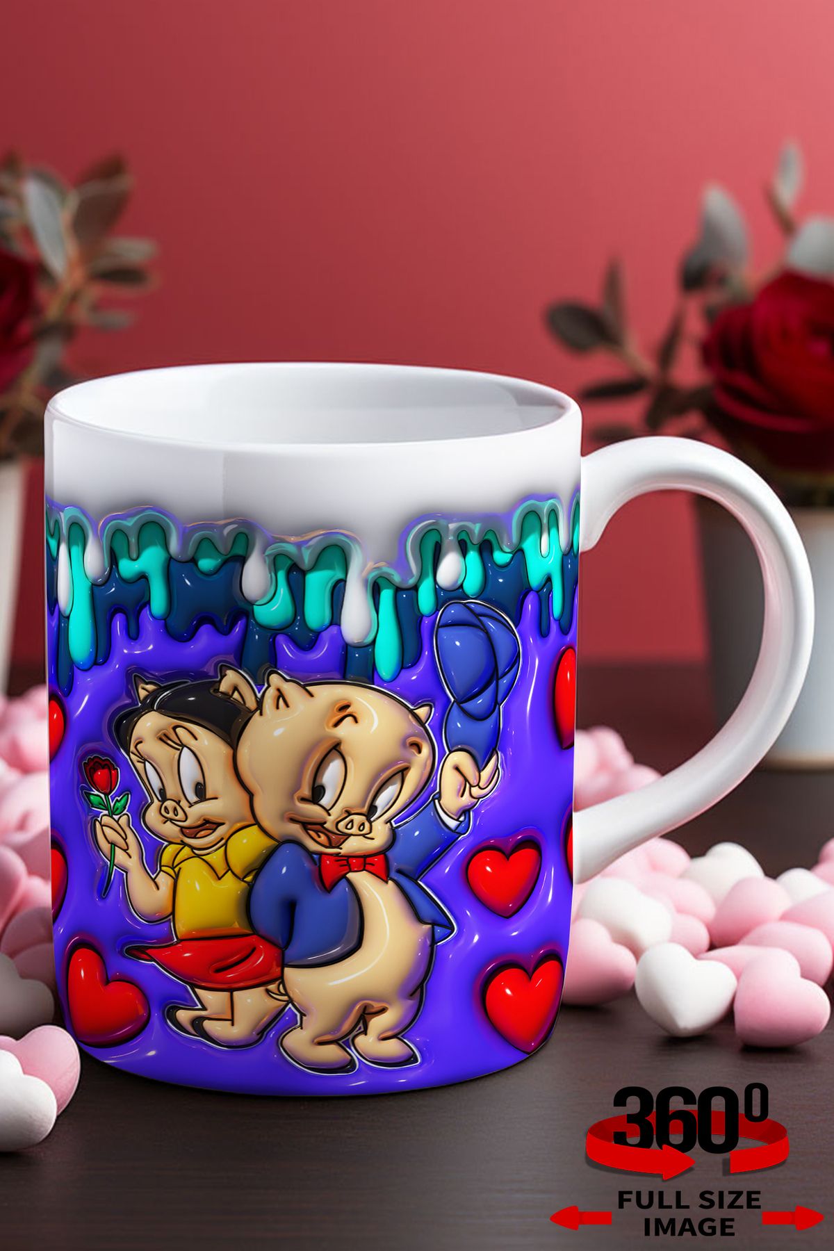 dijital moda tasarım 3D Kabartma Desen Efektli "Mickey" Kişiye Özel Hediyelik Porselen Kupa Bardak Minnie Goofy