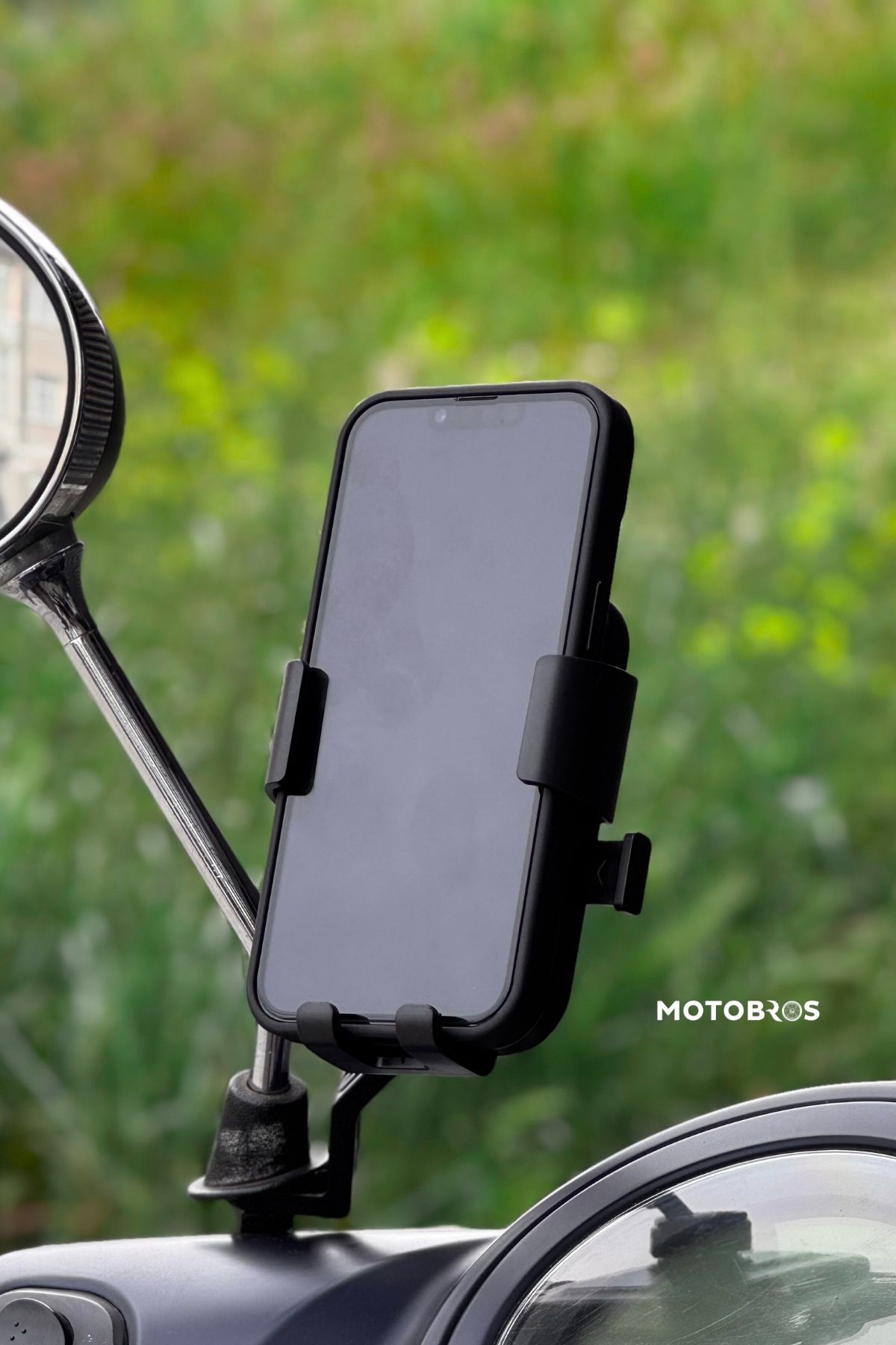 Motobros Bisiklet Scooter Motor Tutucu Otomatik Motorsiklet Ayna ve Gidon Bağlantılı Telefon Tutucu