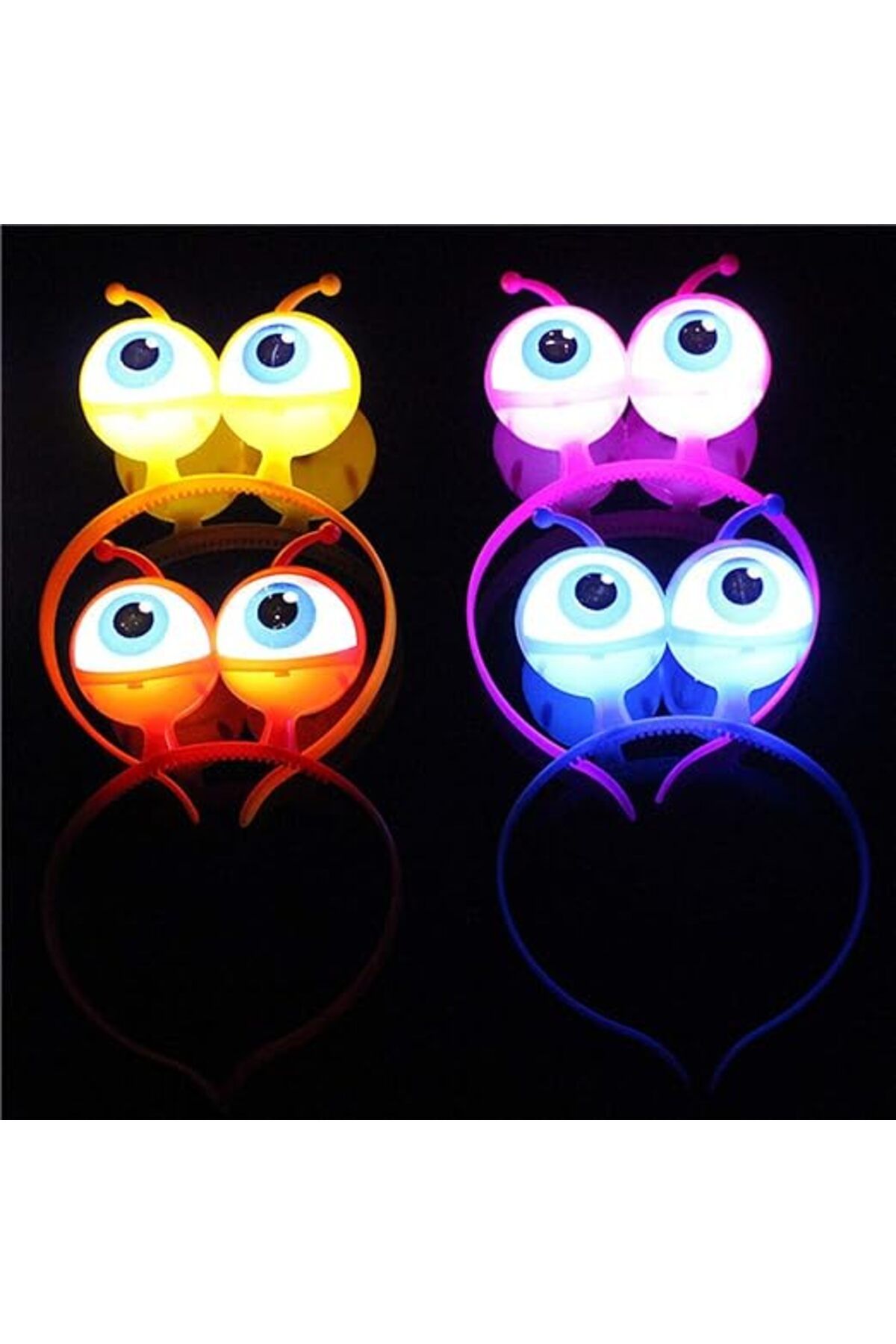 ÖYKÜ VE YİĞİT Rengarenk 3 Farklı Fonksiyonda Yanan Led Işıklı Uzaylı Göz Taç 1 Adet 18x12 cm