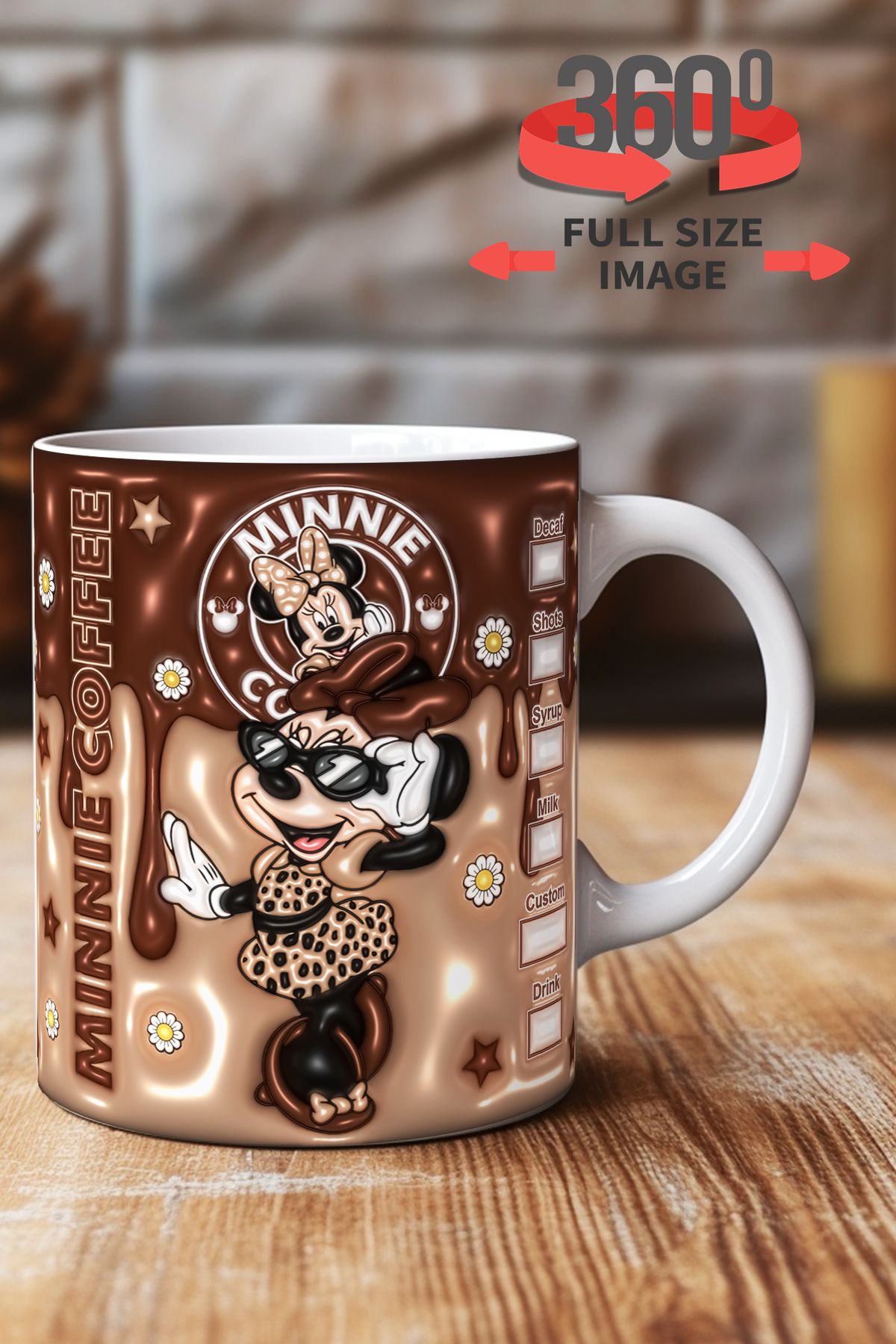 dijital moda tasarım 3D Kabartma Desen Efektli "Mickey" Kişiye Özel Hediyelik Porselen Kupa Bardak Minnie Goofy